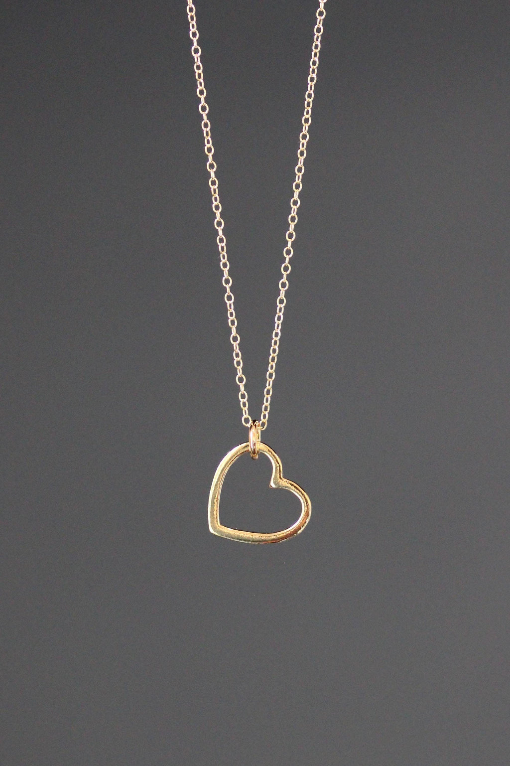 Gold Vermeil Floating Heart Pendant Necklace on Gold Filled Chain
