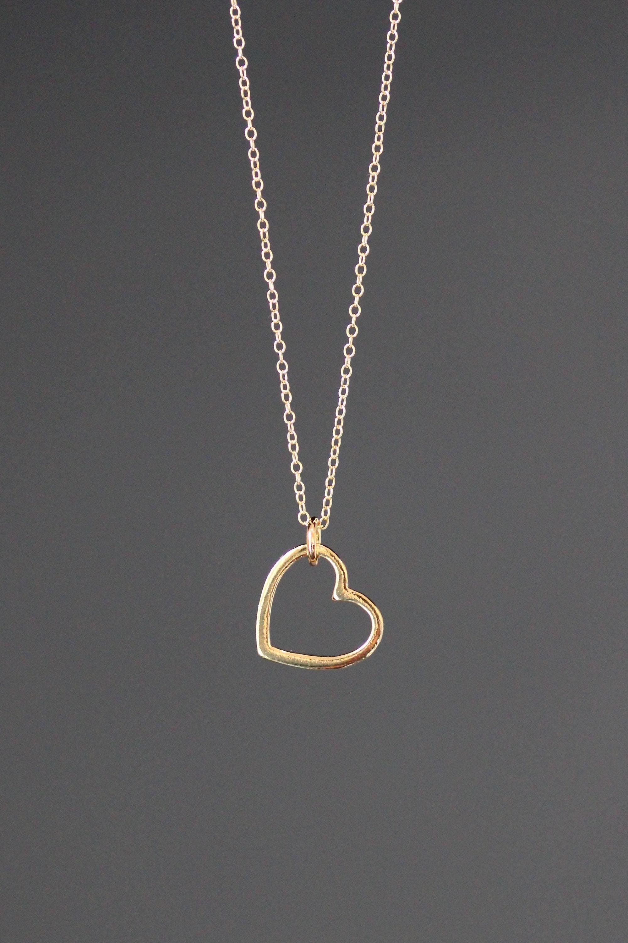 Gold Vermeil Floating Heart Pendant Necklace on Gold Filled Chain