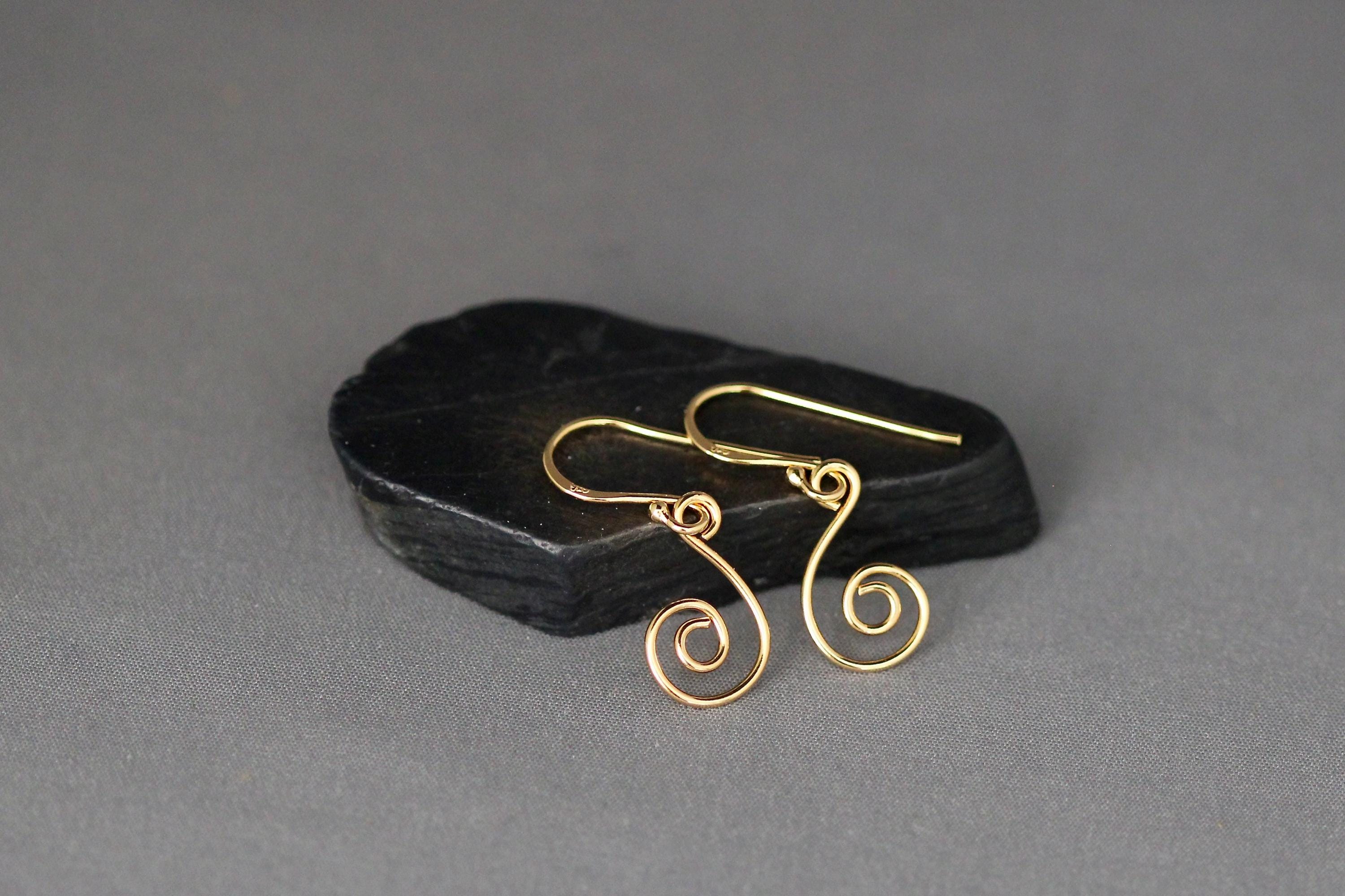 Gold Vermeil Swirl Charm Dangle Earrings