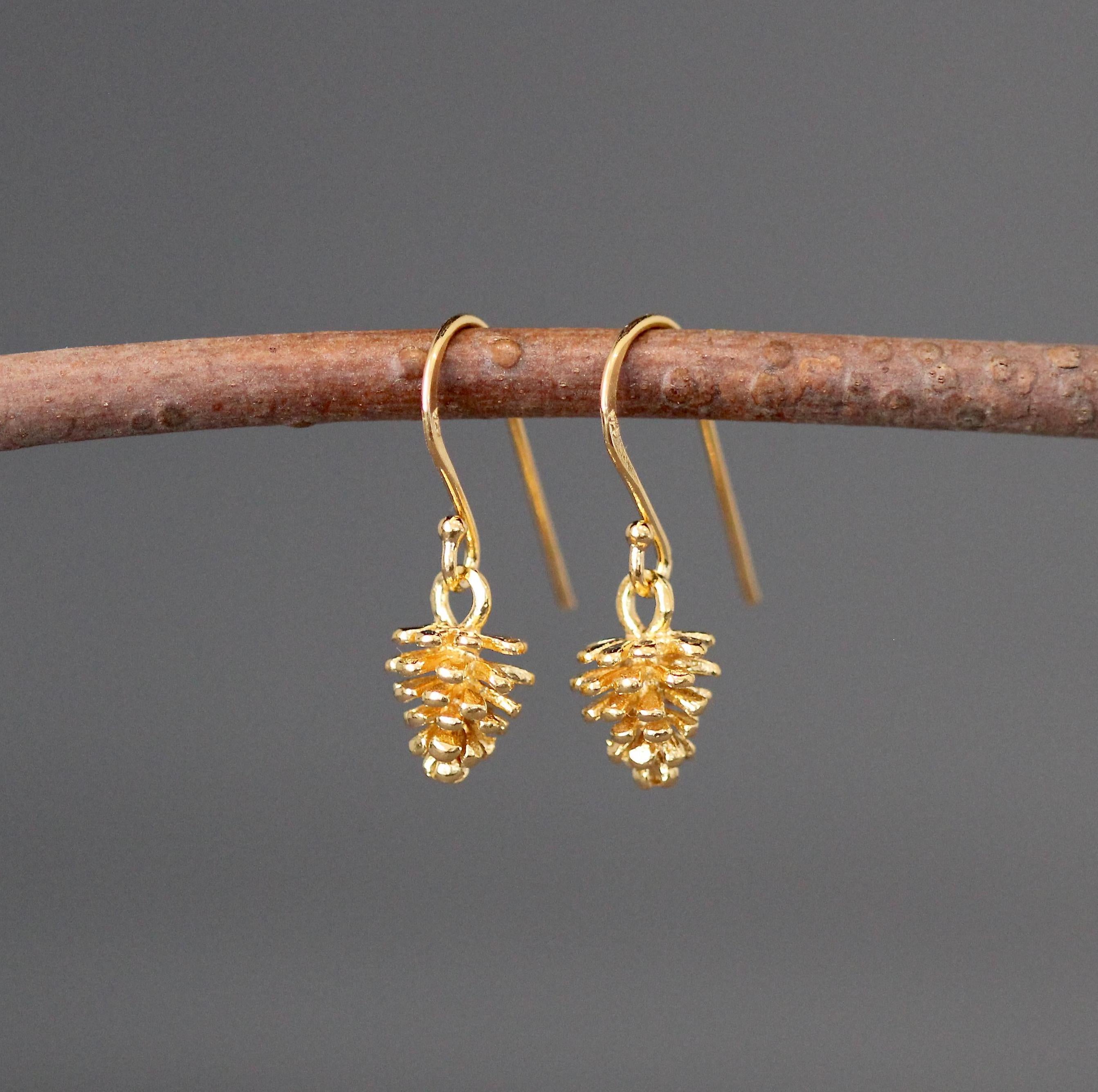 Gold Vermeil Pinecone Dangle Earrings