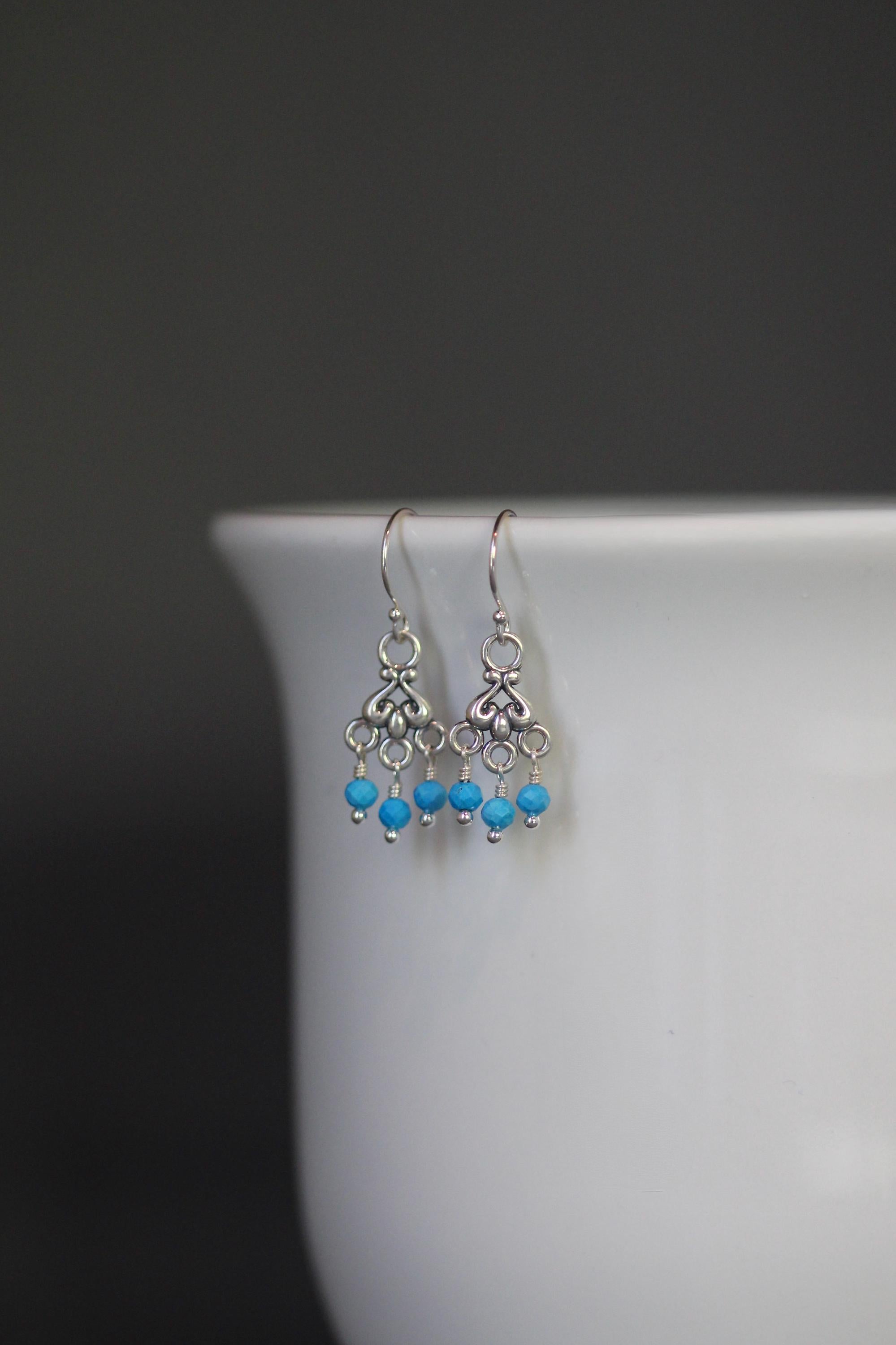 Blue Turquoise Chandelier Earrings