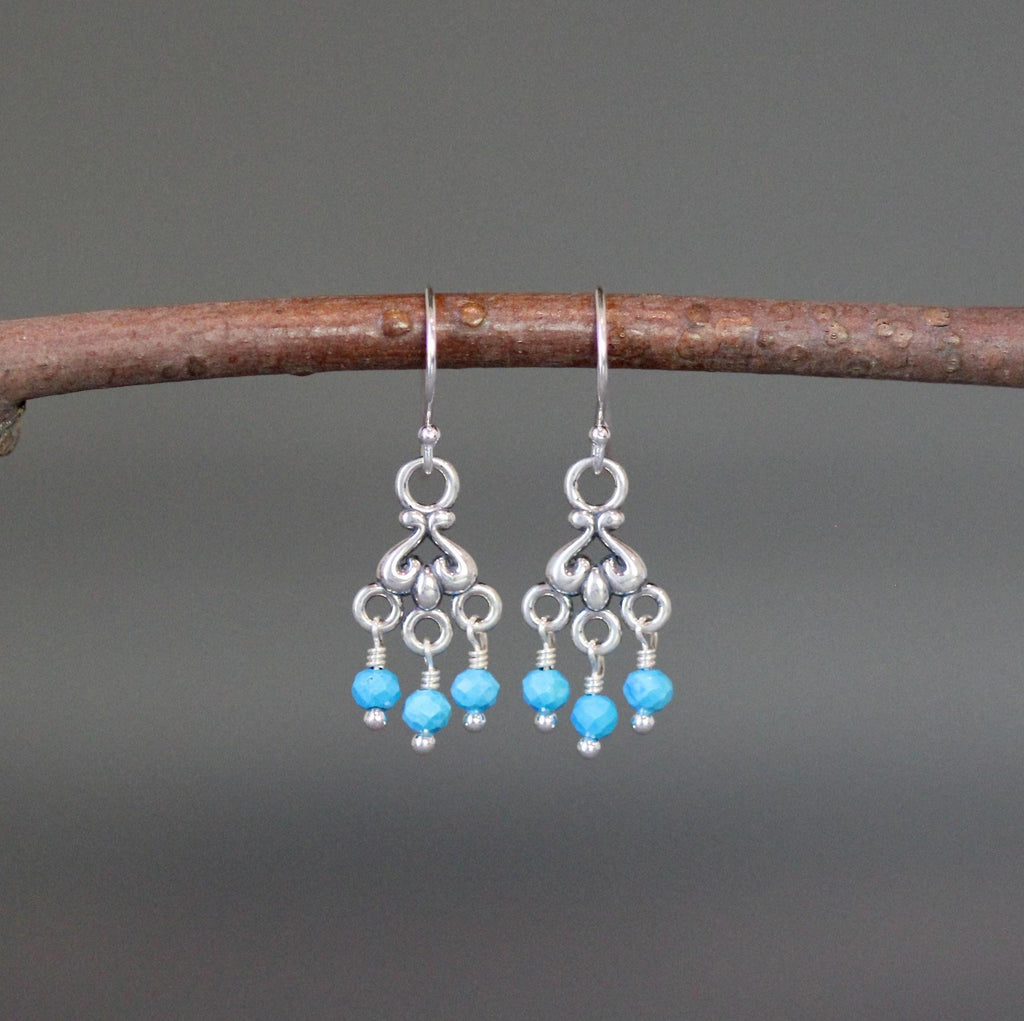 Blue Turquoise Chandelier Earrings