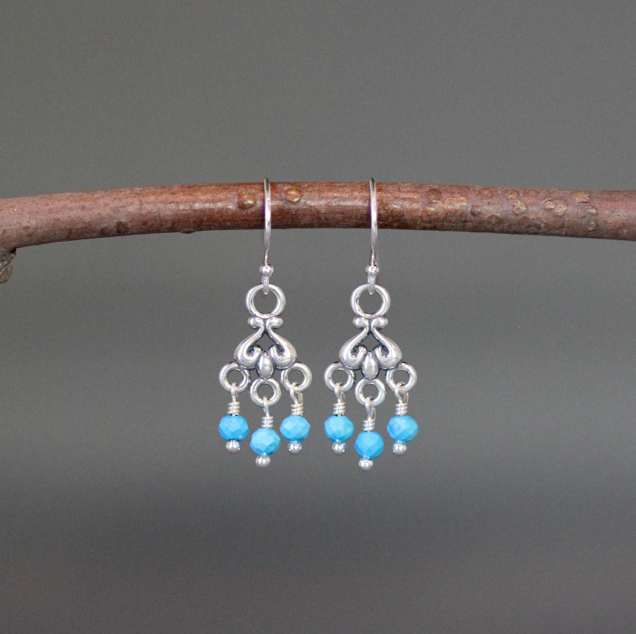 Blue Turquoise Chandelier Earrings