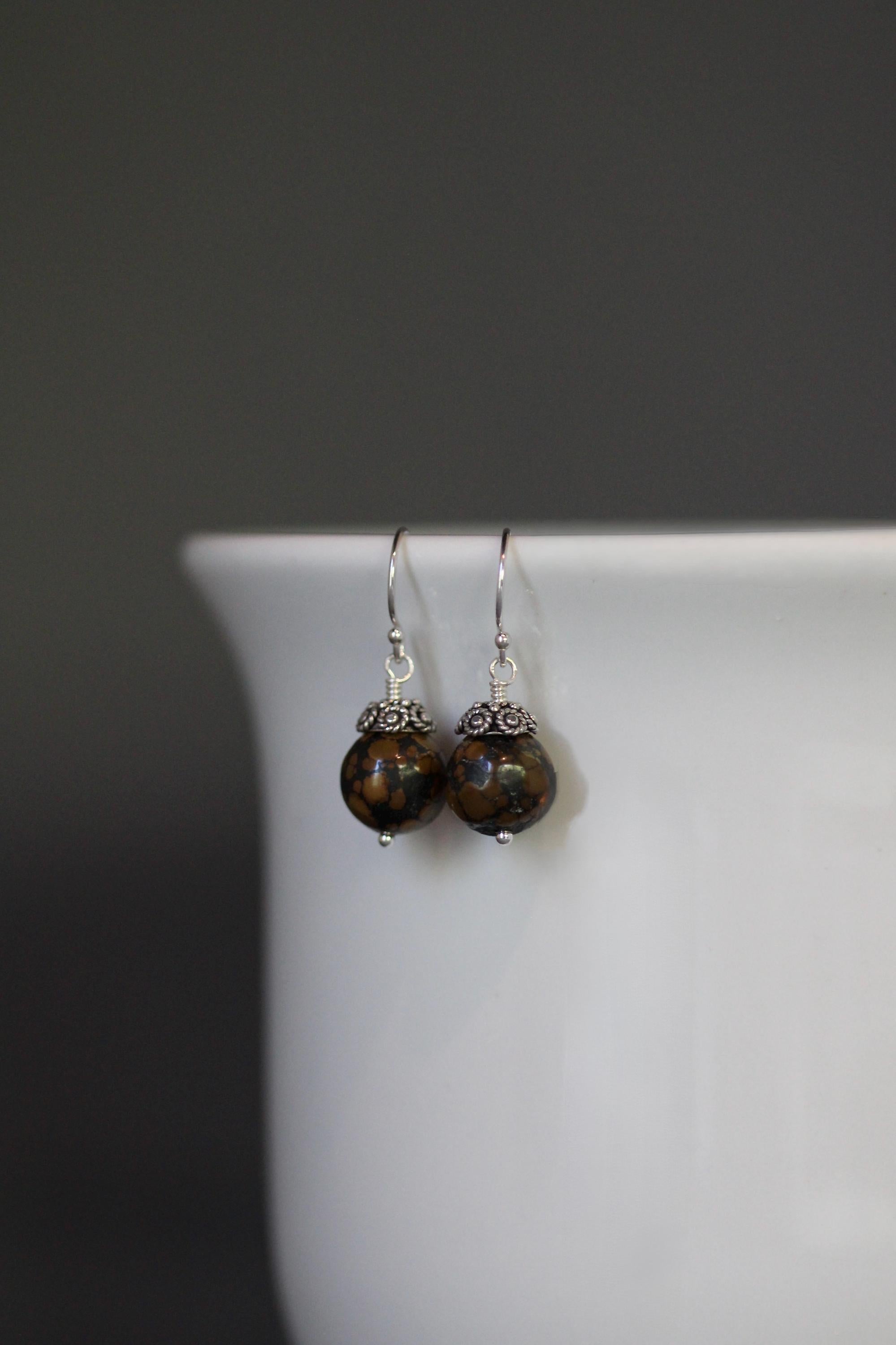 Brown and Black Turquoise Dangle Earrings