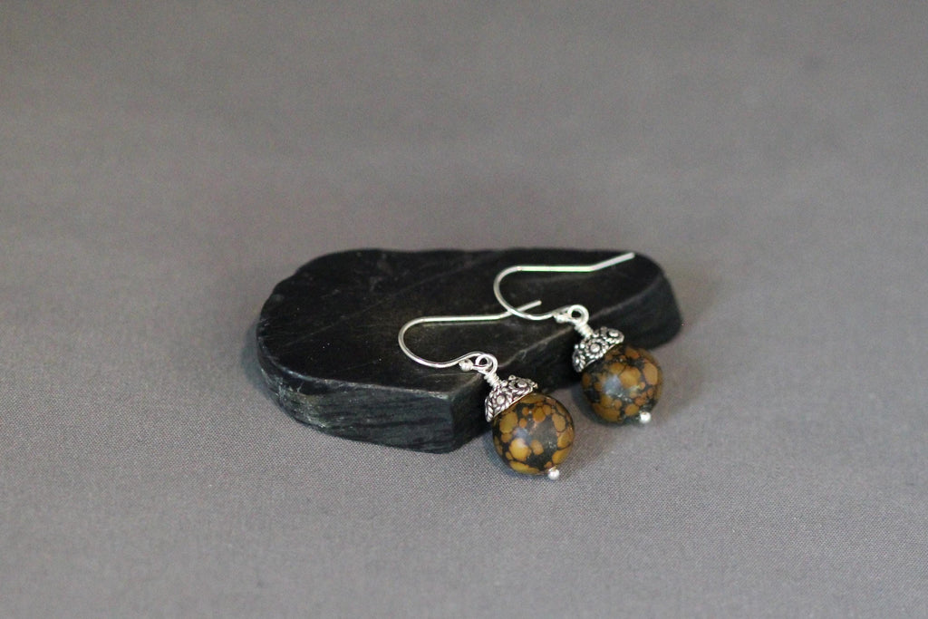 Brown and Black Turquoise Dangle Earrings