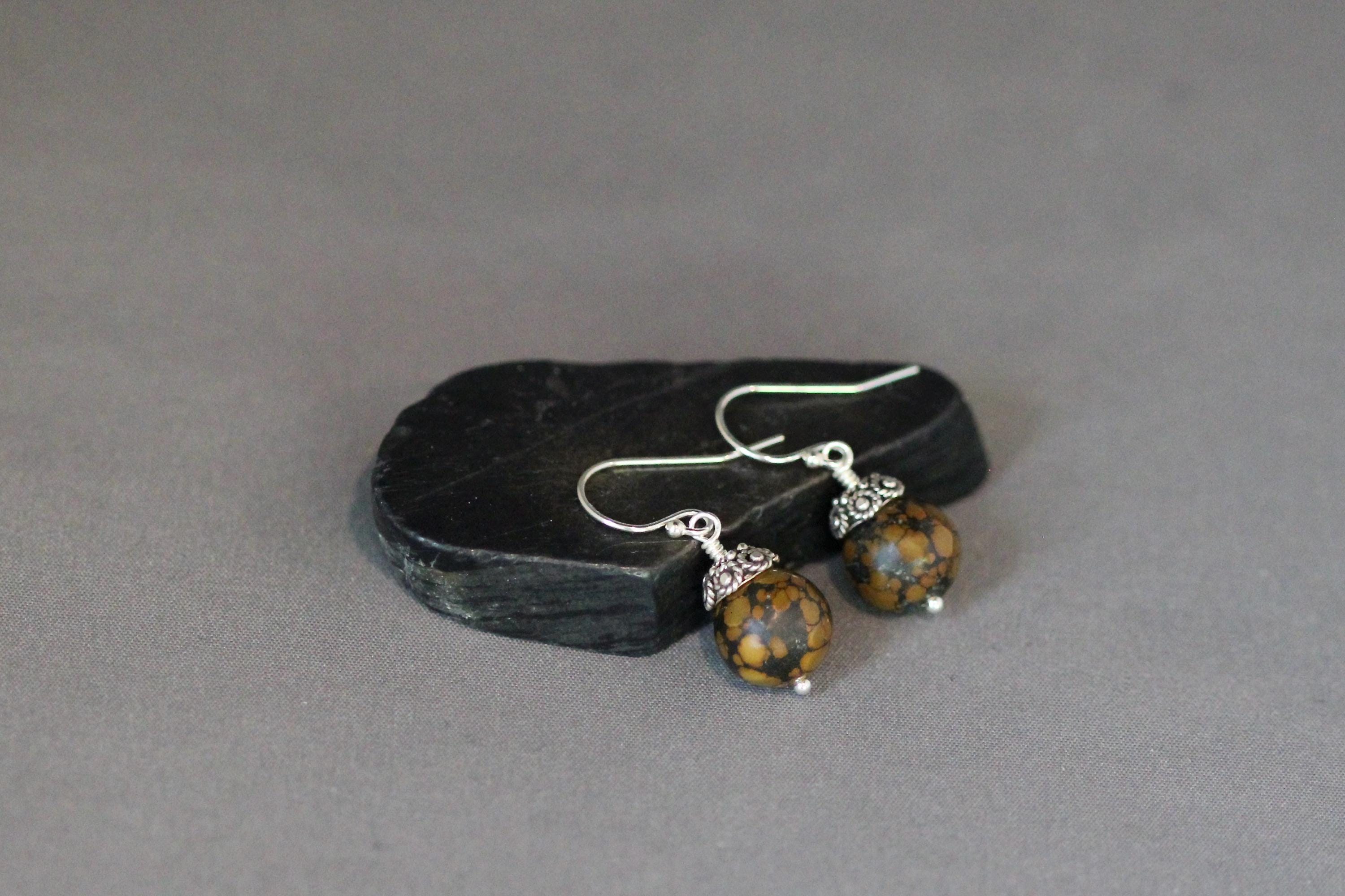Brown and Black Turquoise Dangle Earrings
