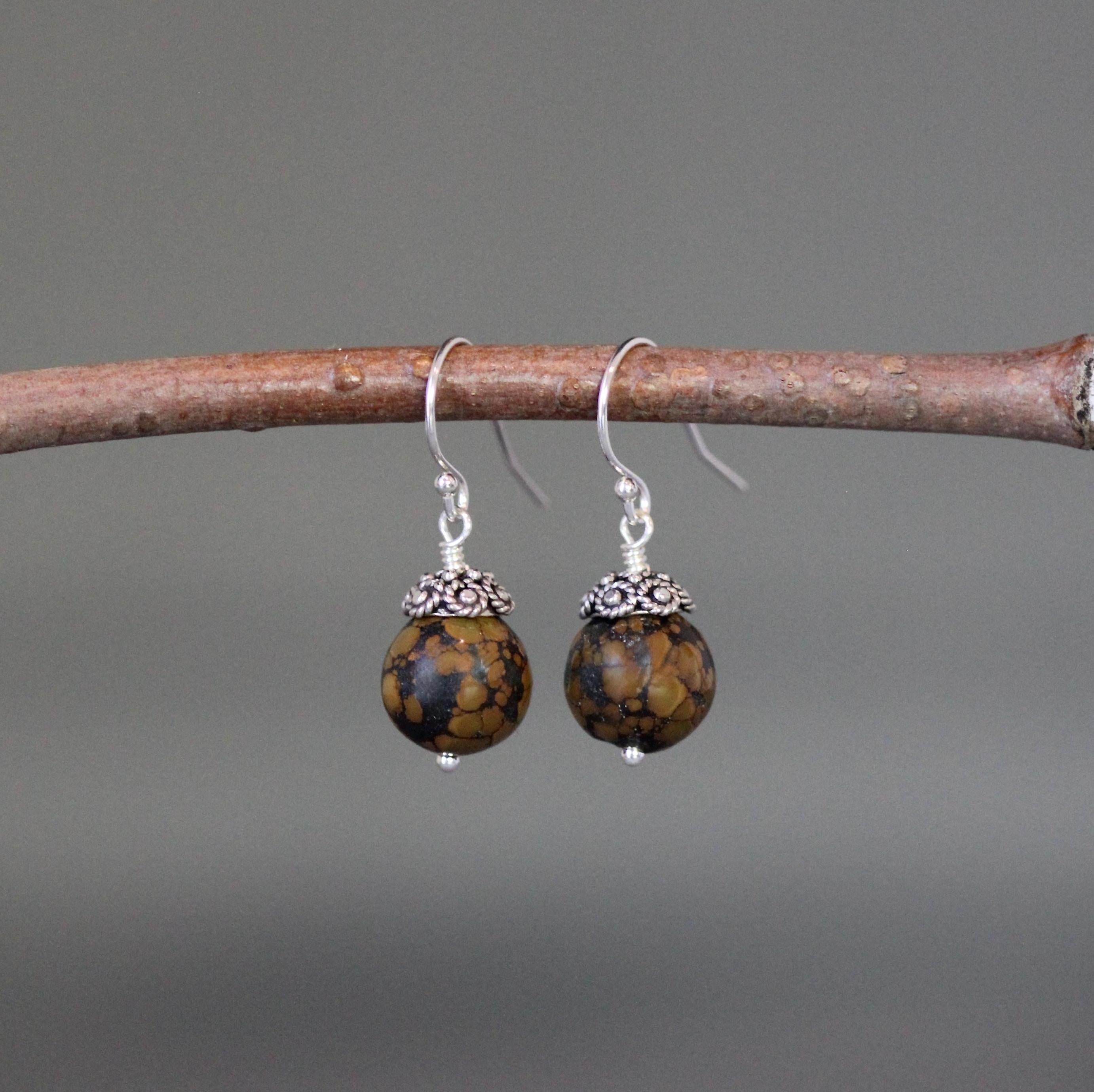 Brown and Black Turquoise Dangle Earrings