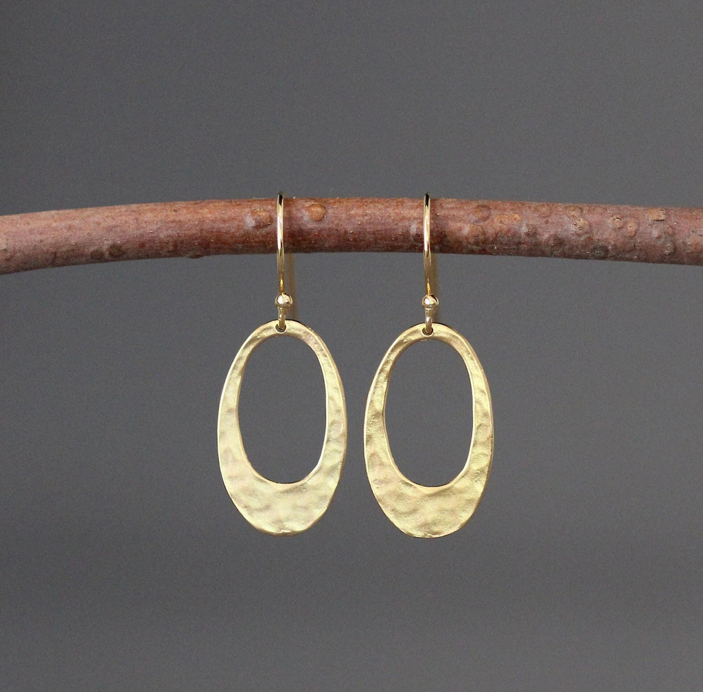 Hammered Gold Vermeil Oval Charm Earrings