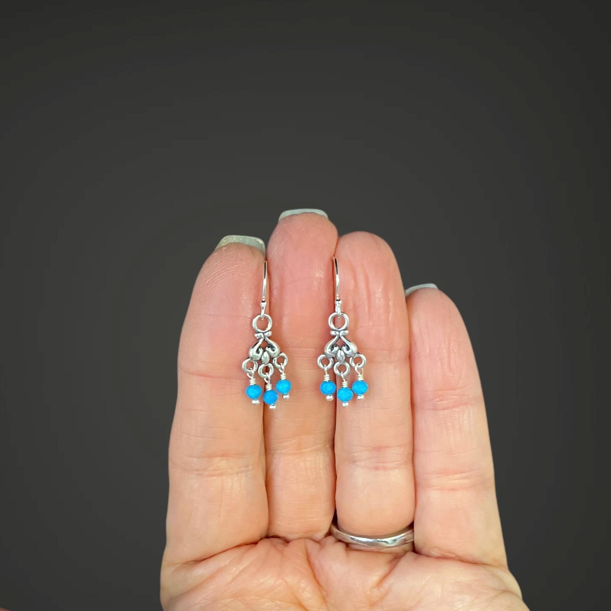 Blue Turquoise Chandelier Earrings