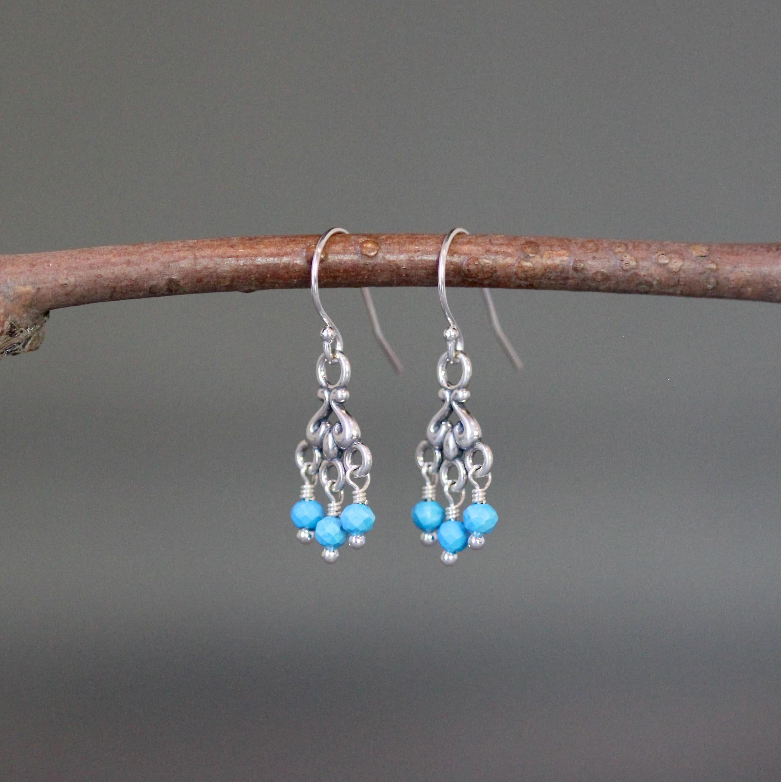 Blue Turquoise Chandelier Earrings