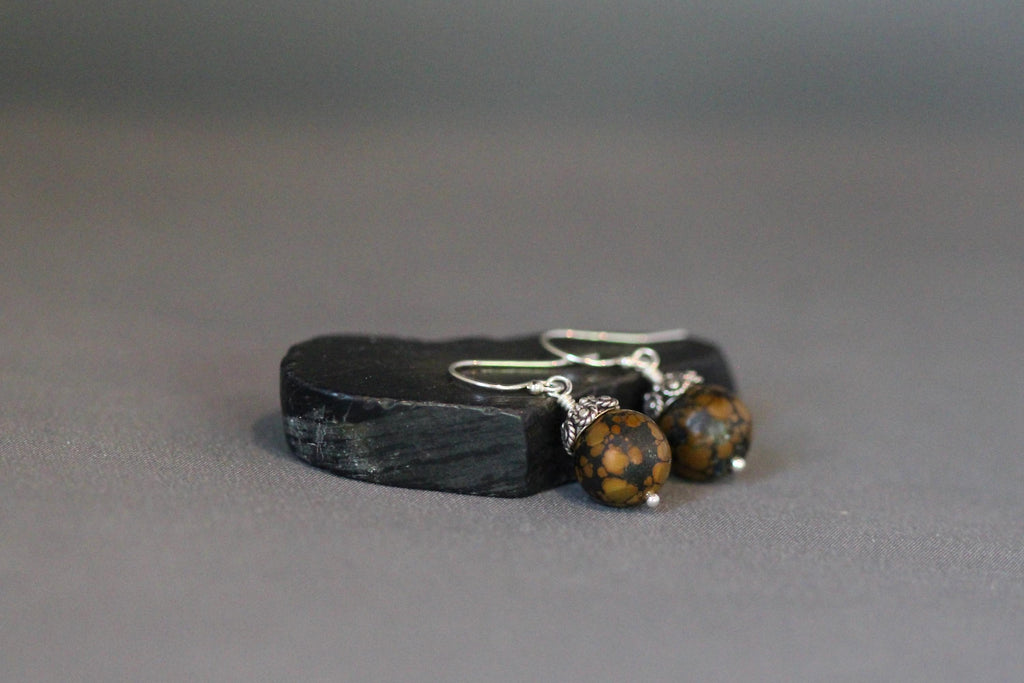Brown and Black Turquoise Dangle Earrings