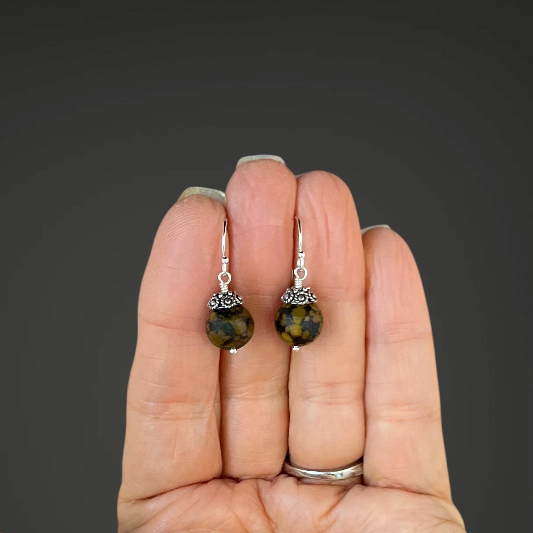 Brown and Black Turquoise Dangle Earrings