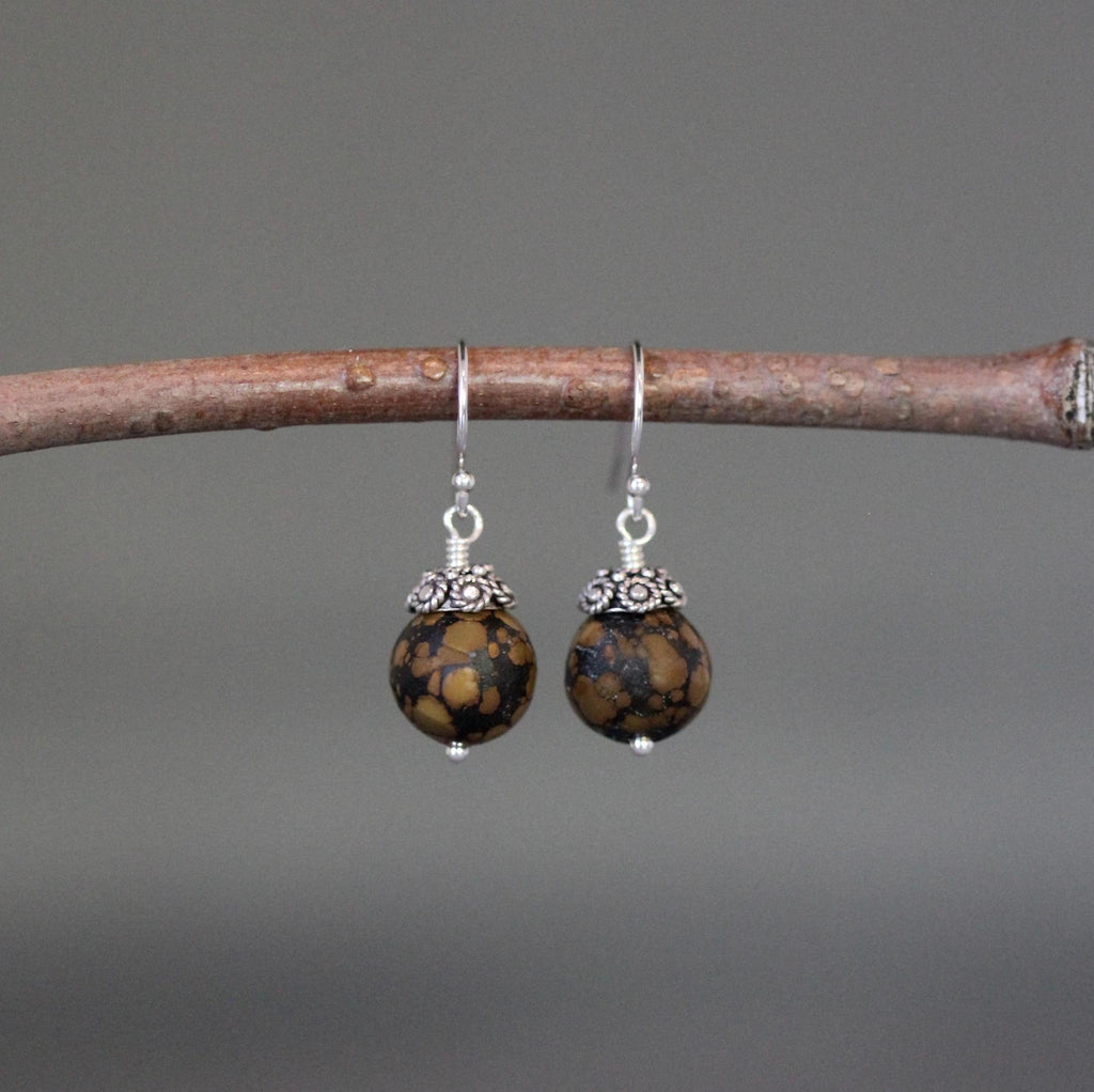 Brown and Black Turquoise Dangle Earrings