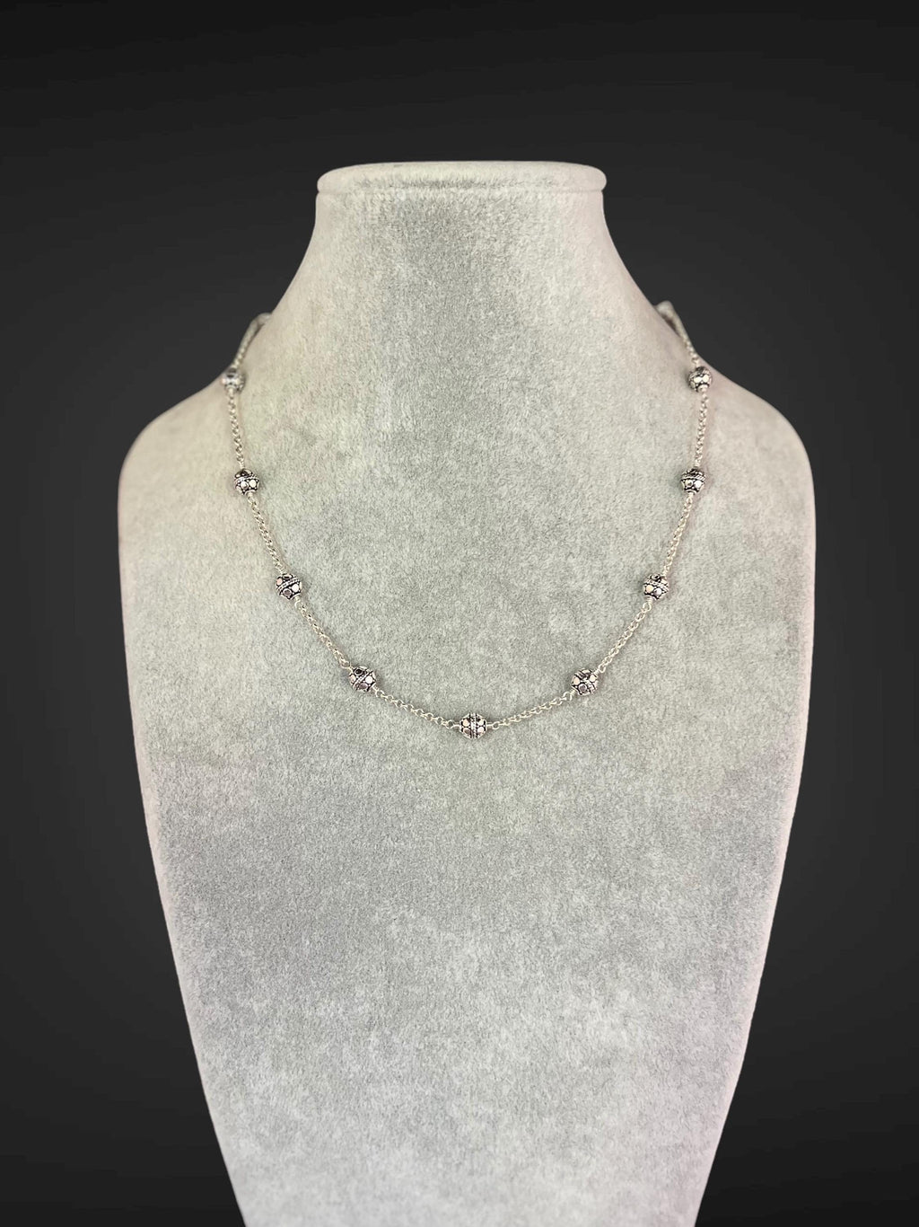 Wire Wrapped Round Bali Silver Bead Necklace Set