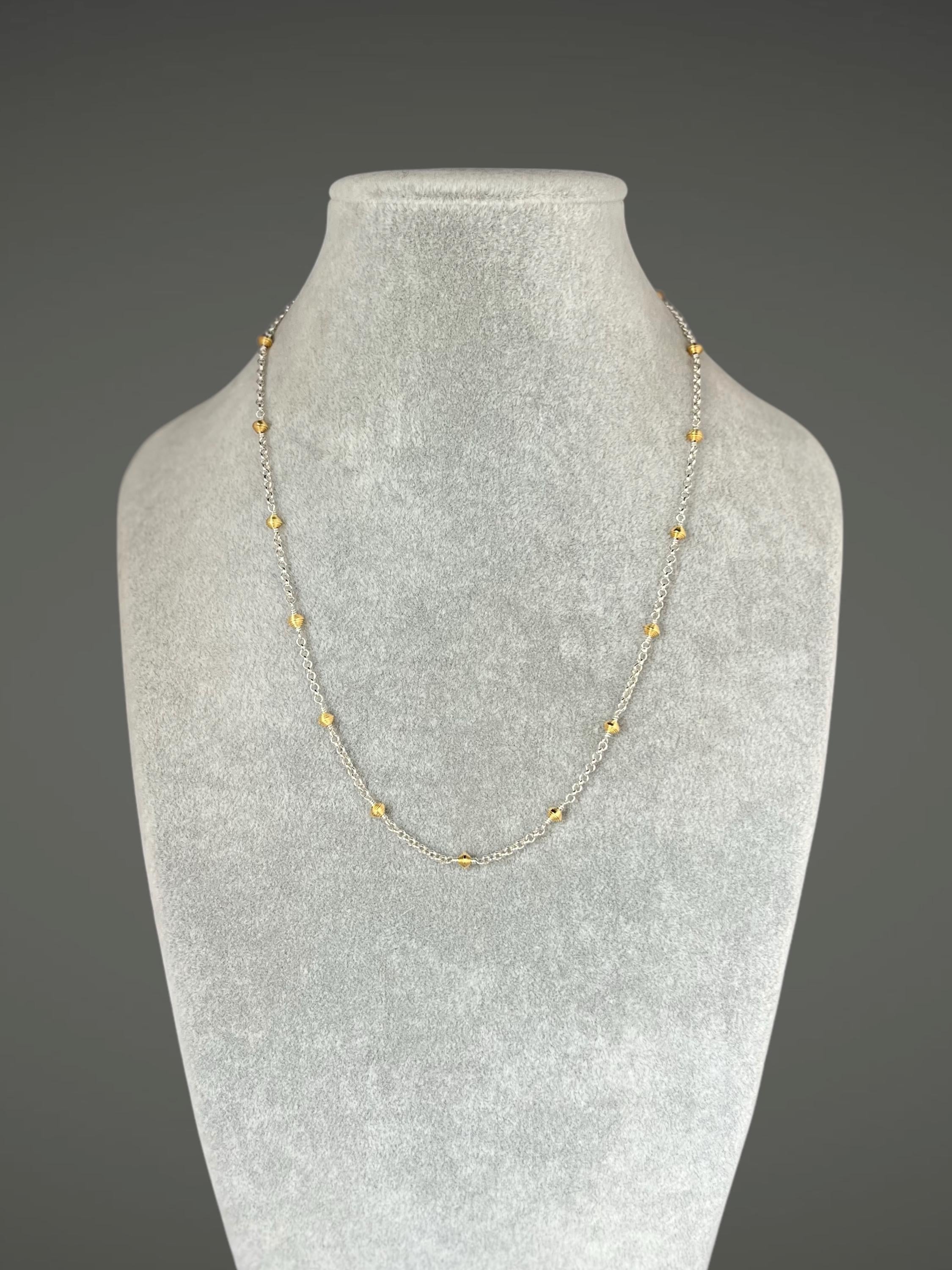 Sterling Silver and Gold Vermeil Beaded Necklace and Earrings Set
