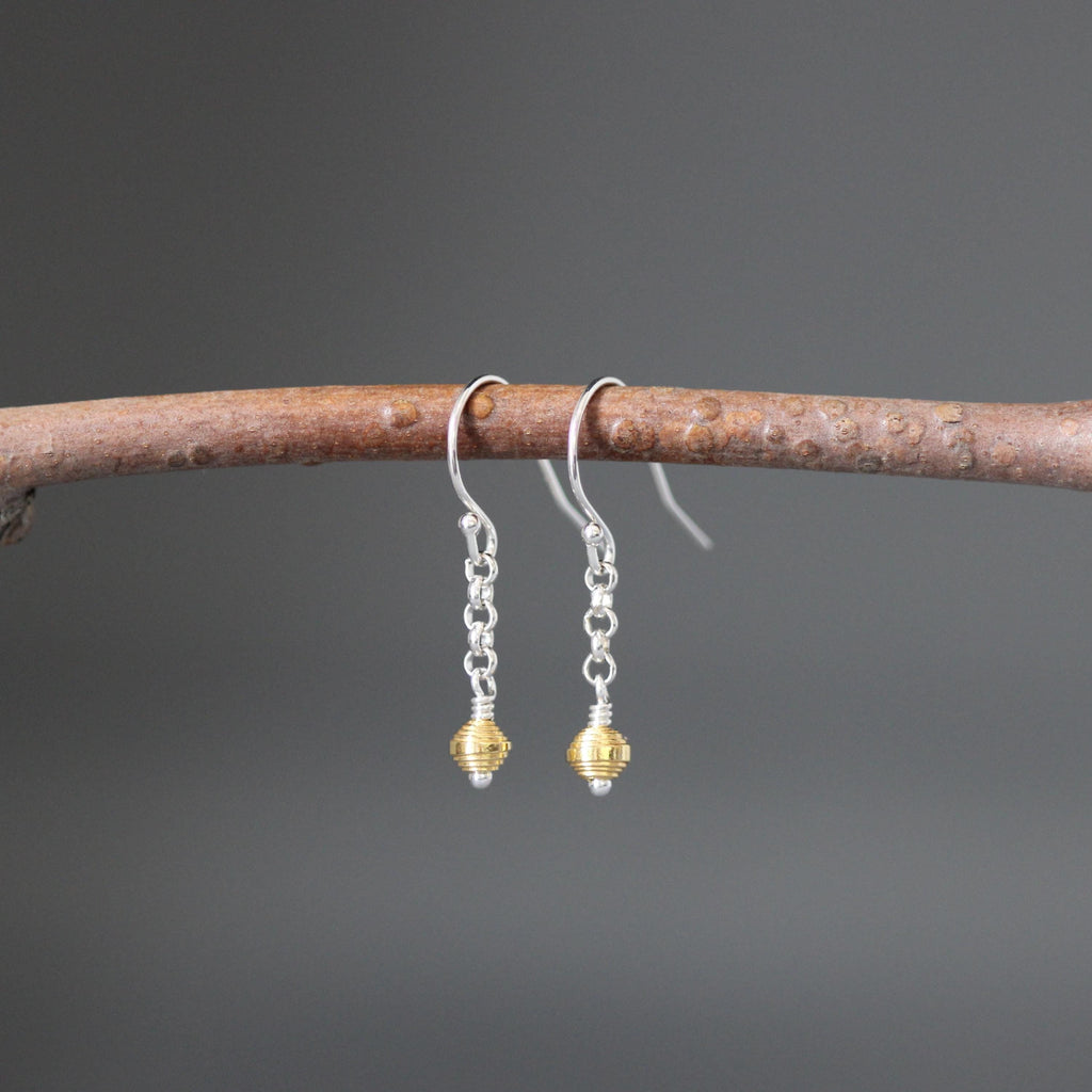 Sterling Silver and Gold Vermeil Beaded Necklace and Earrings Set