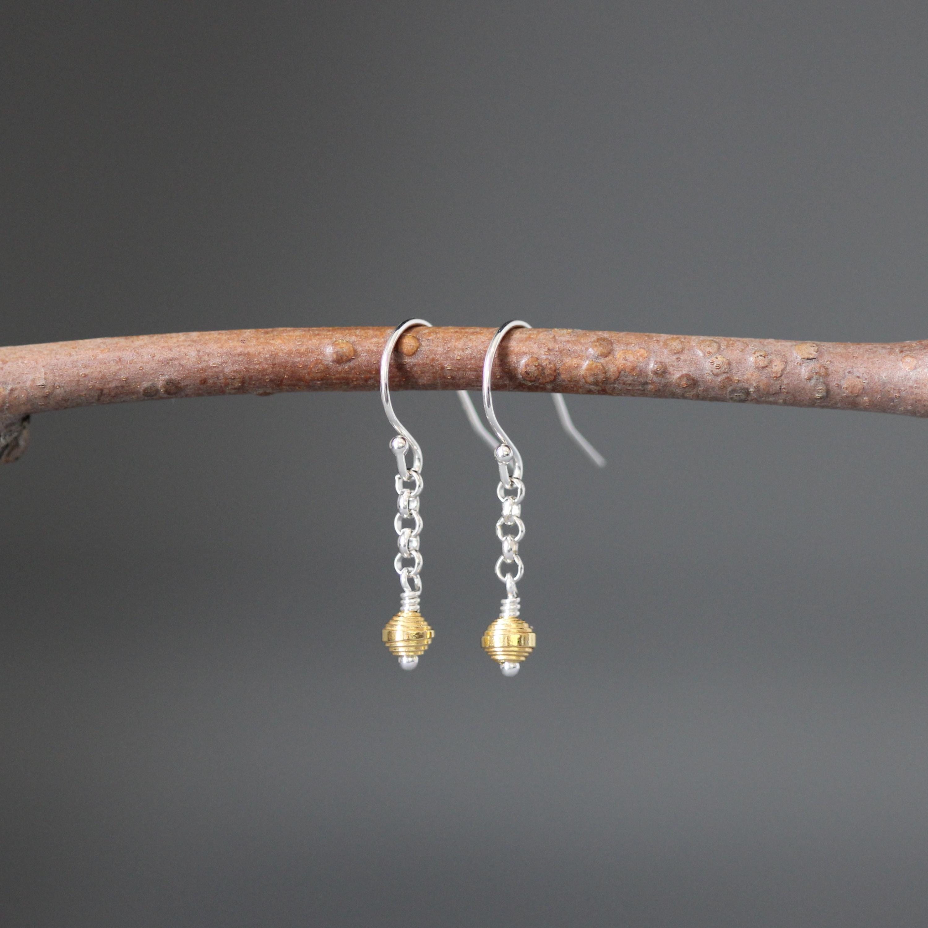 Sterling Silver and Gold Vermeil Beaded Necklace and Earrings Set