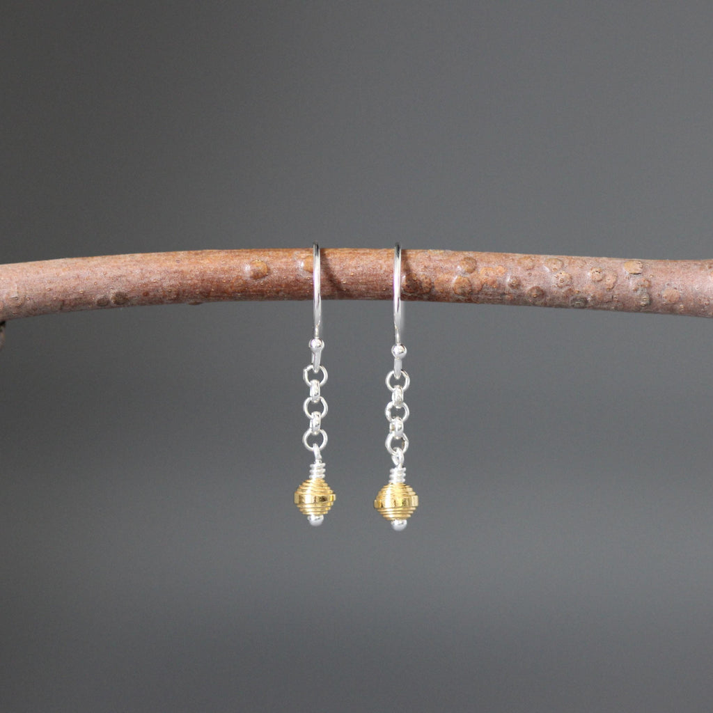 Sterling Silver and Gold Vermeil Beaded Necklace and Earrings Set