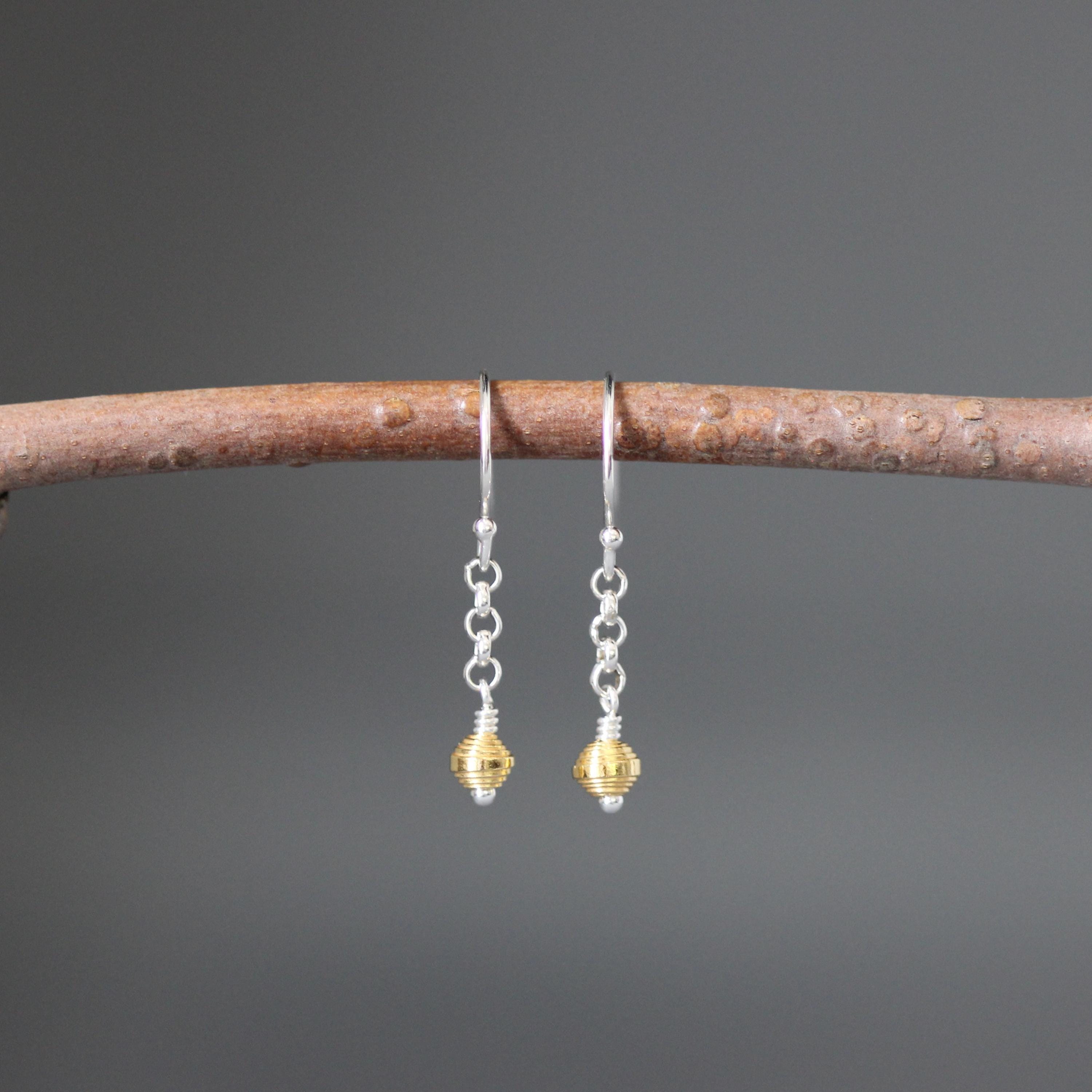 Sterling Silver and Gold Vermeil Beaded Necklace and Earrings Set