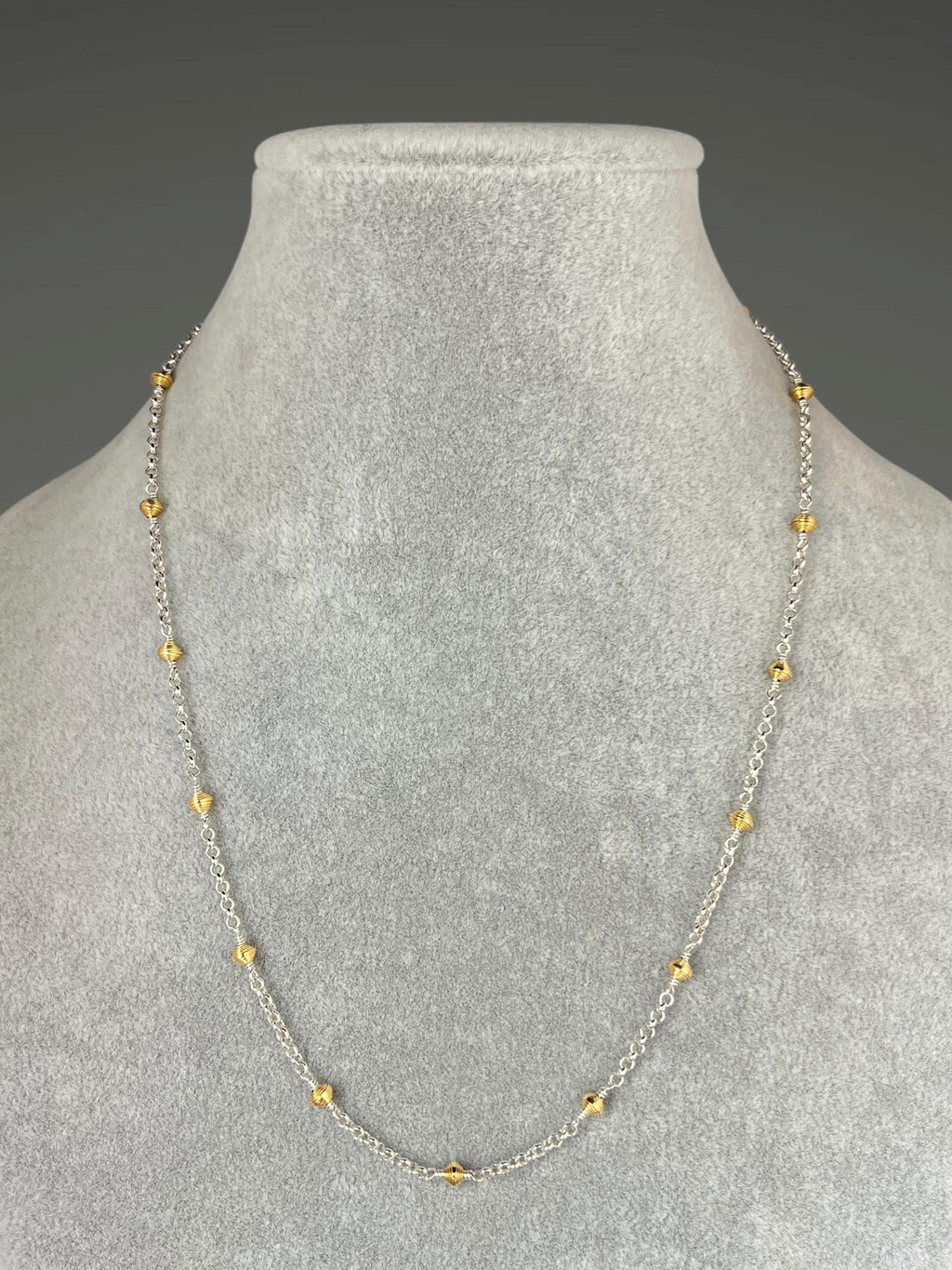 Sterling Silver and Gold Vermeil Beaded Necklace and Earrings Set