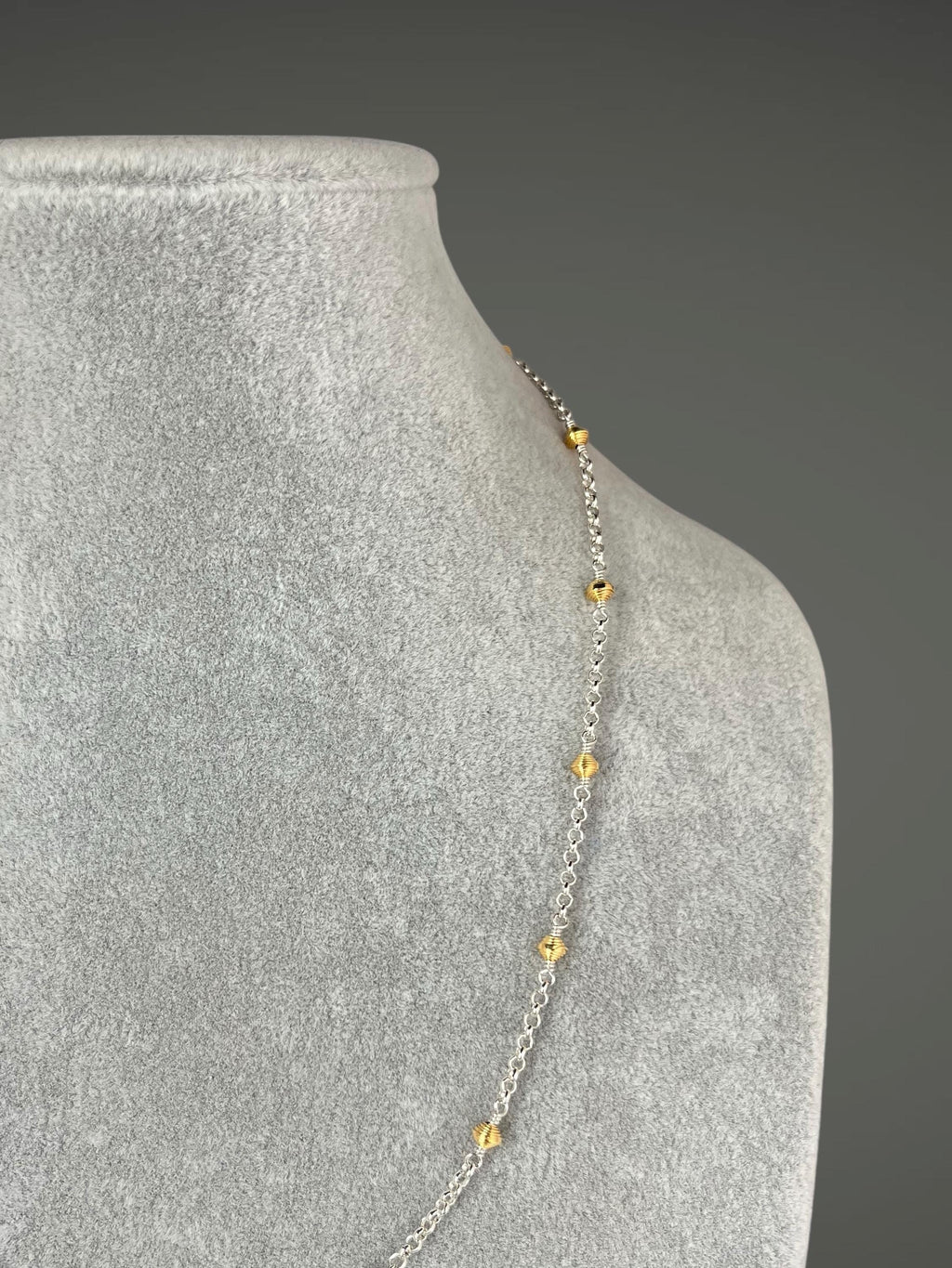 Sterling Silver and Gold Vermeil Beaded Necklace and Earrings Set