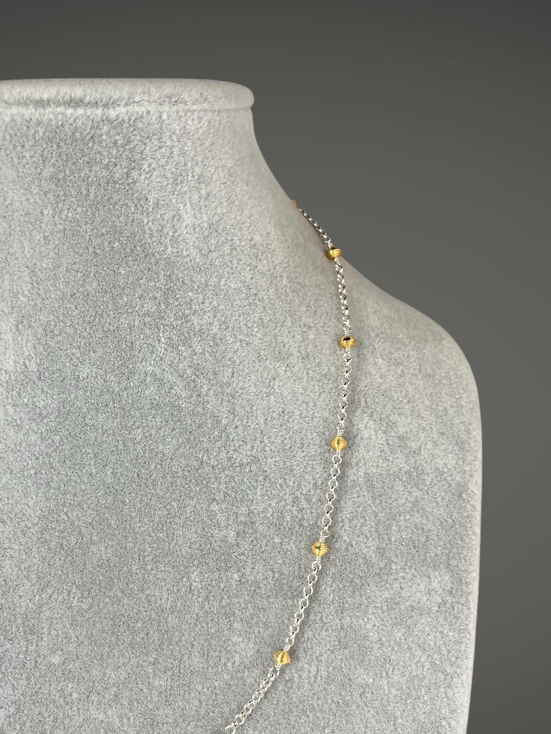 Sterling Silver and Gold Vermeil Beaded Necklace and Earrings Set