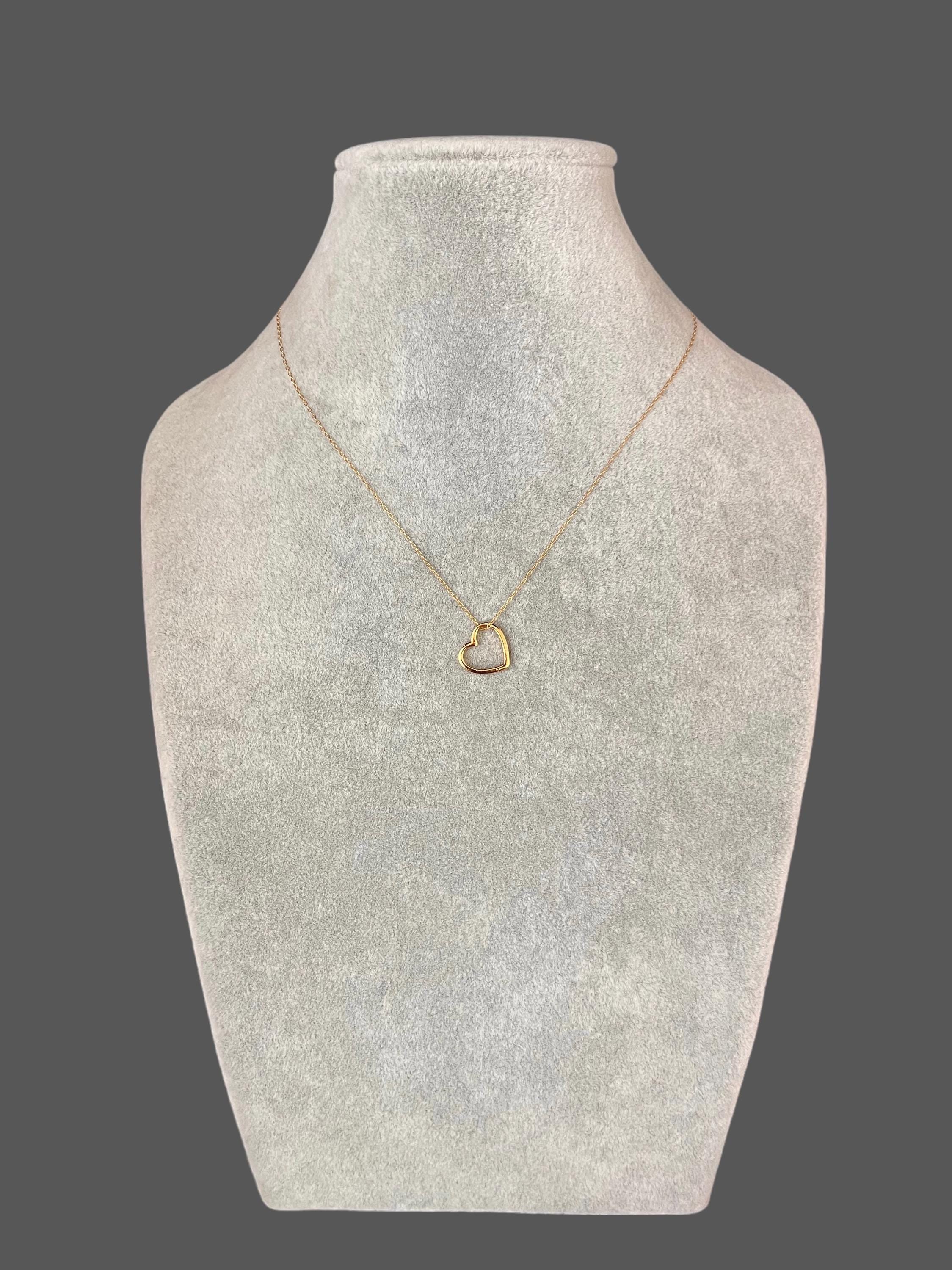 Gold Vermeil Floating Heart Pendant on Gold Filled Chain