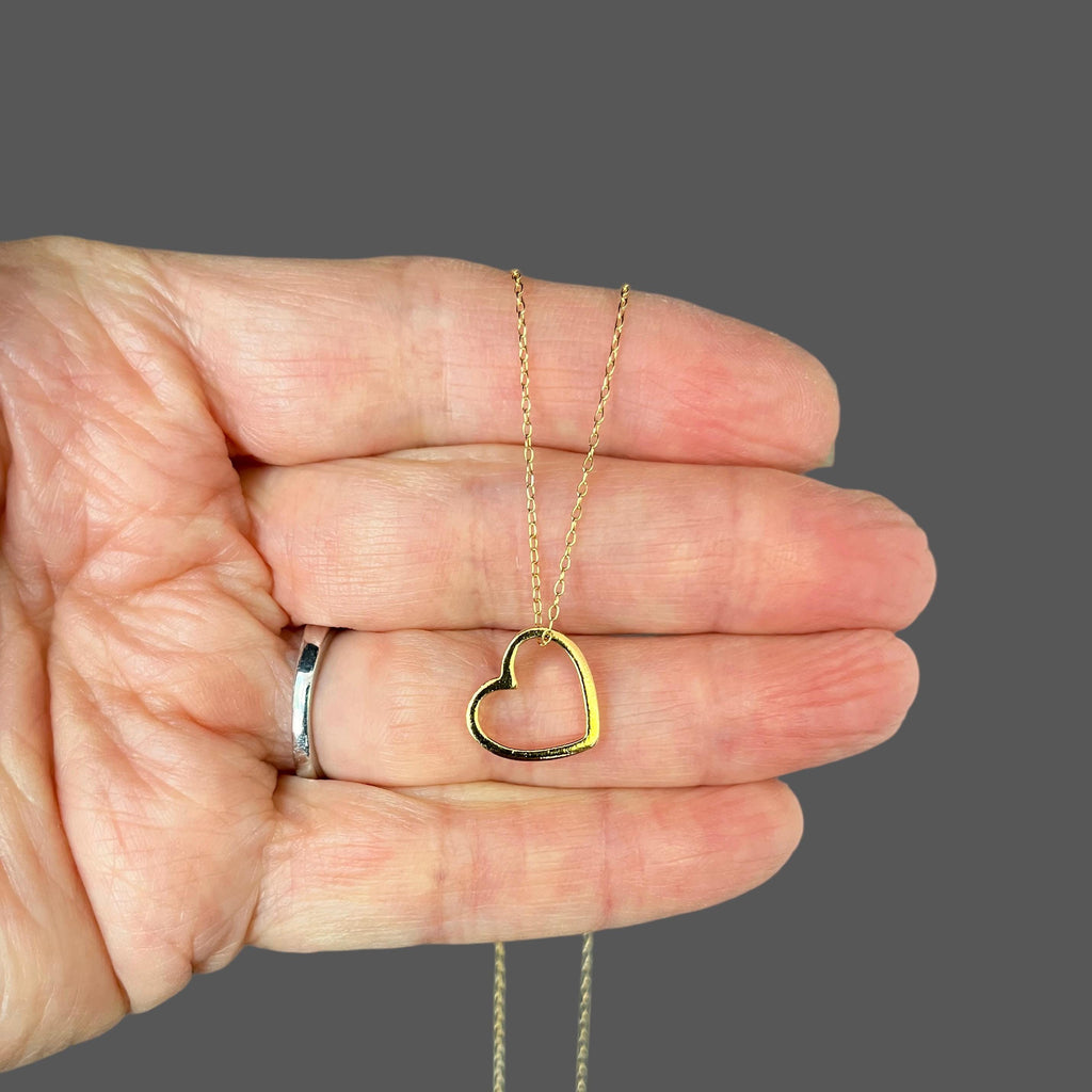 Gold Vermeil Floating Heart Pendant on Gold Filled Chain