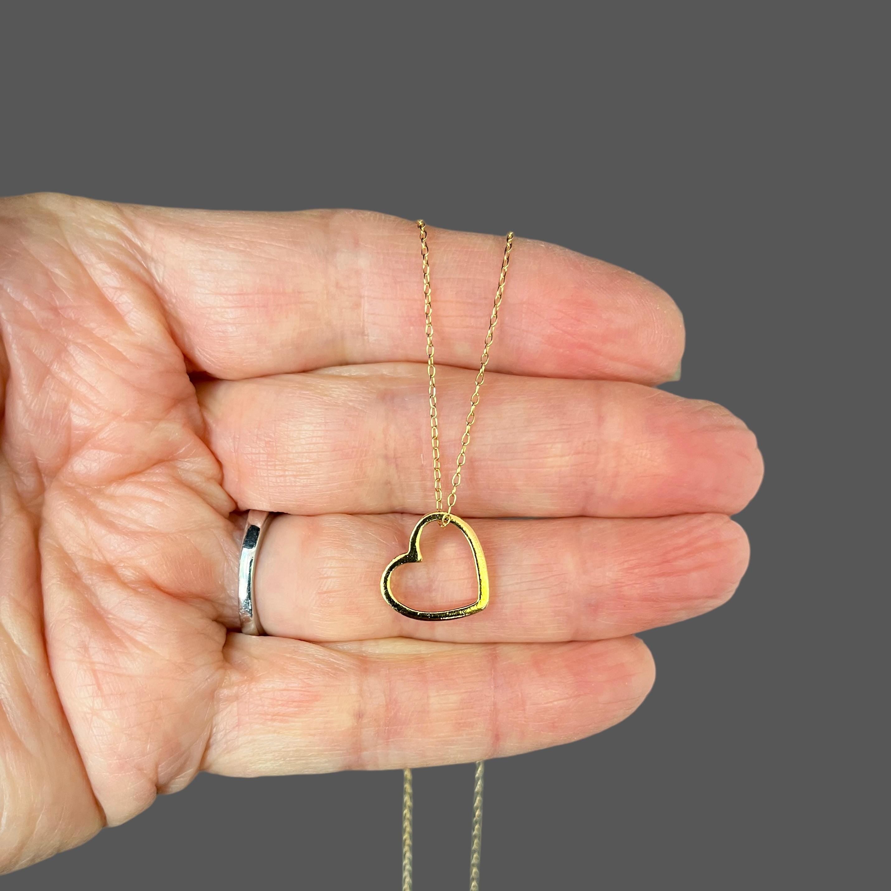 Gold Vermeil Floating Heart Pendant on Gold Filled Chain