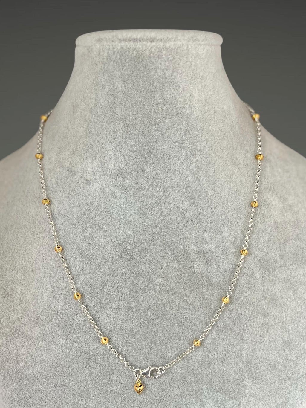 Sterling Silver and Gold Vermeil Beaded Necklace and Earrings Set