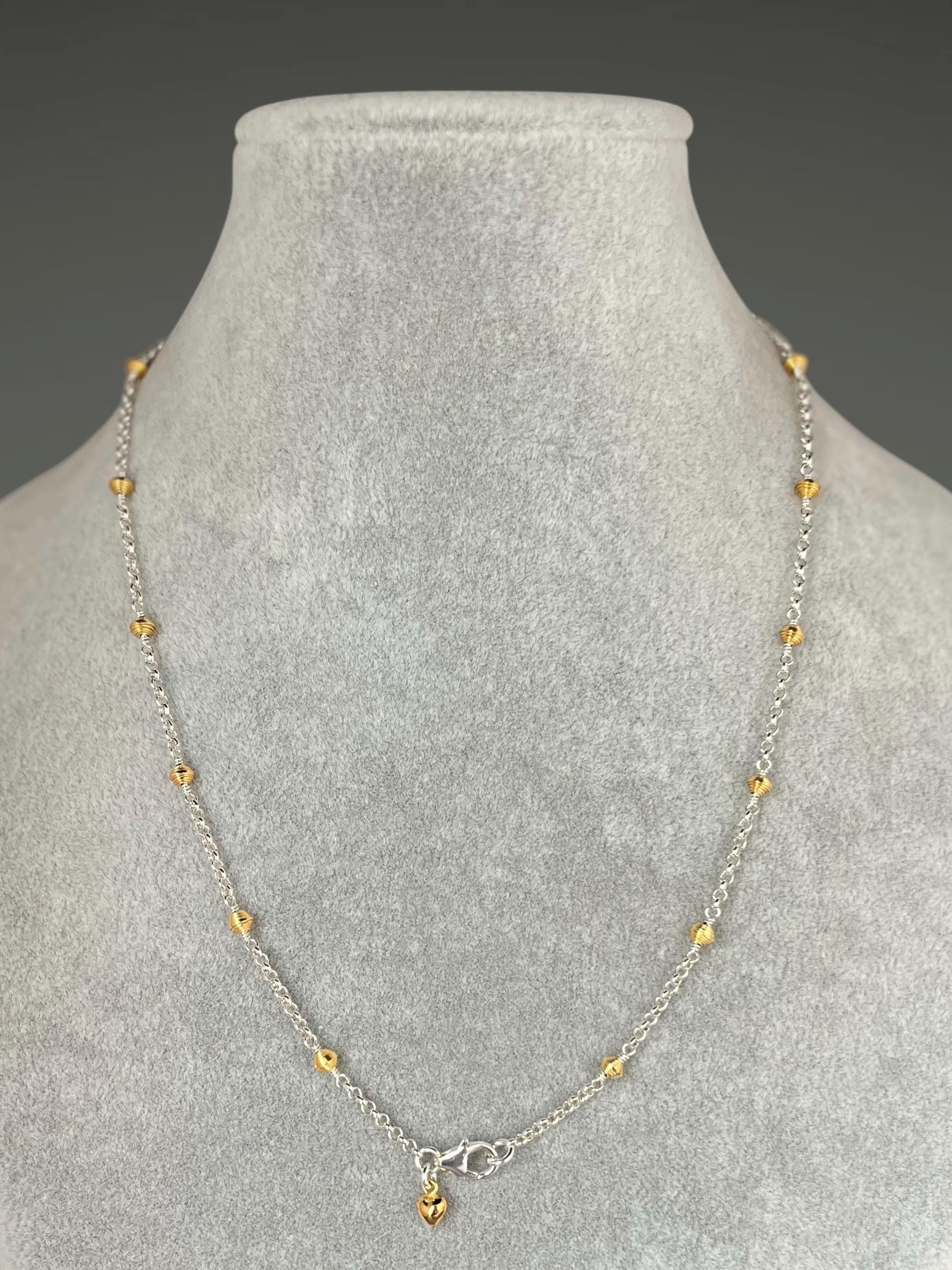 Sterling Silver and Gold Vermeil Beaded Necklace and Earrings Set