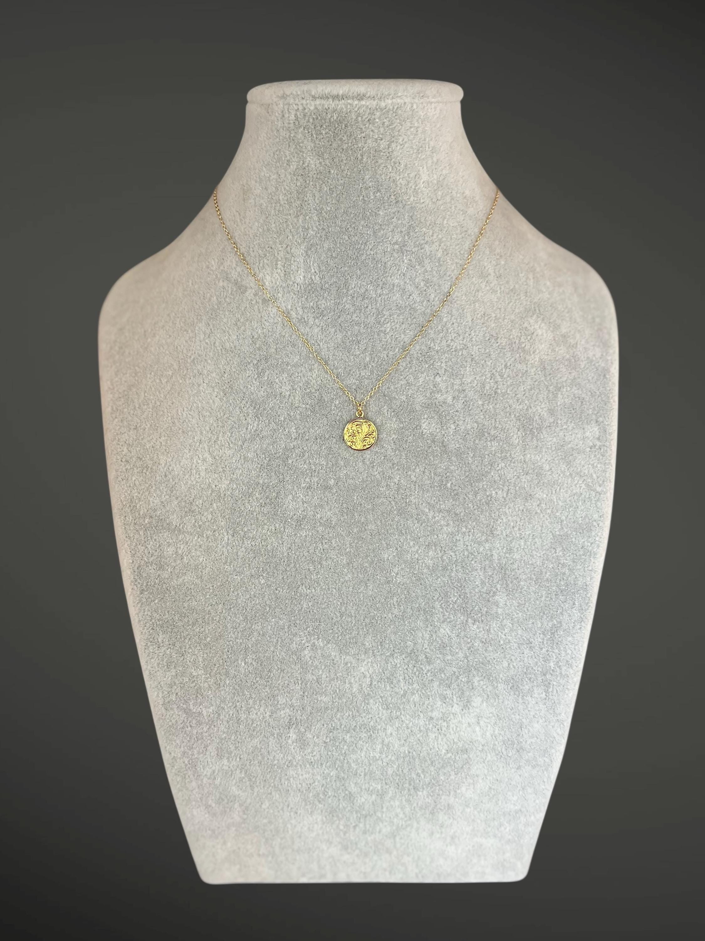 Gold Vermeil Paisley Medallion Necklace on a Gold Filled Chain