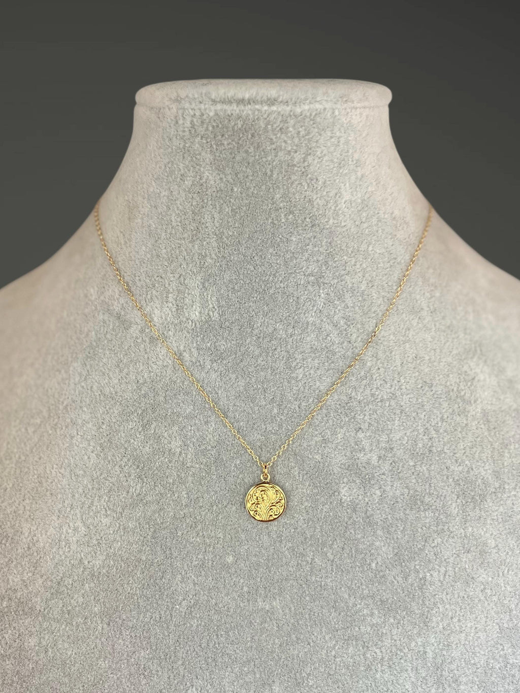 Gold Vermeil Paisley Medallion Necklace on a Gold Filled Chain