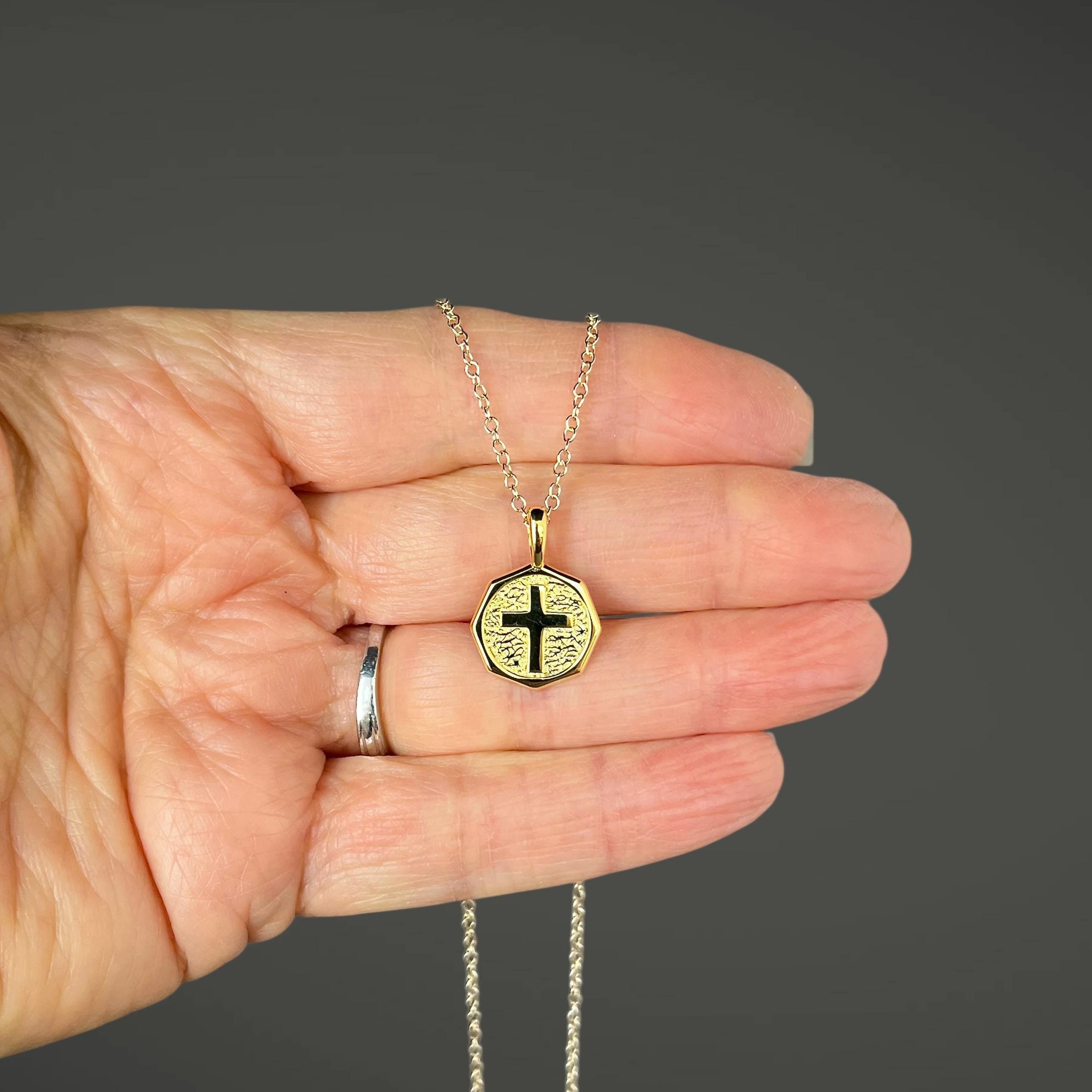 Gold Vermeil Cross Pendant Necklace on a Gold Filled Chain