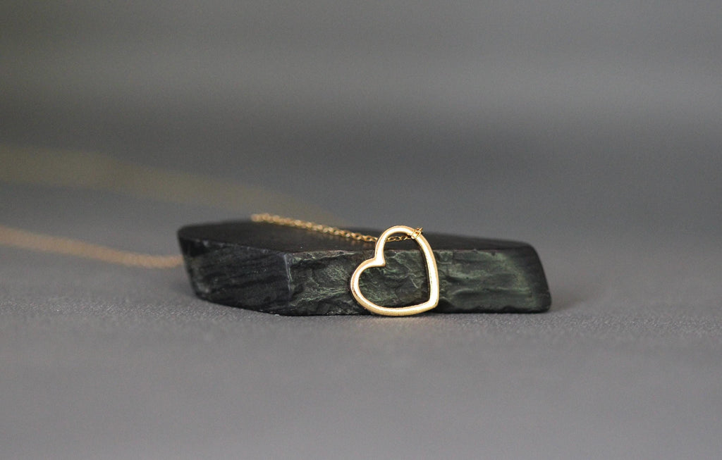 Gold Vermeil Floating Heart Pendant on Gold Filled Chain