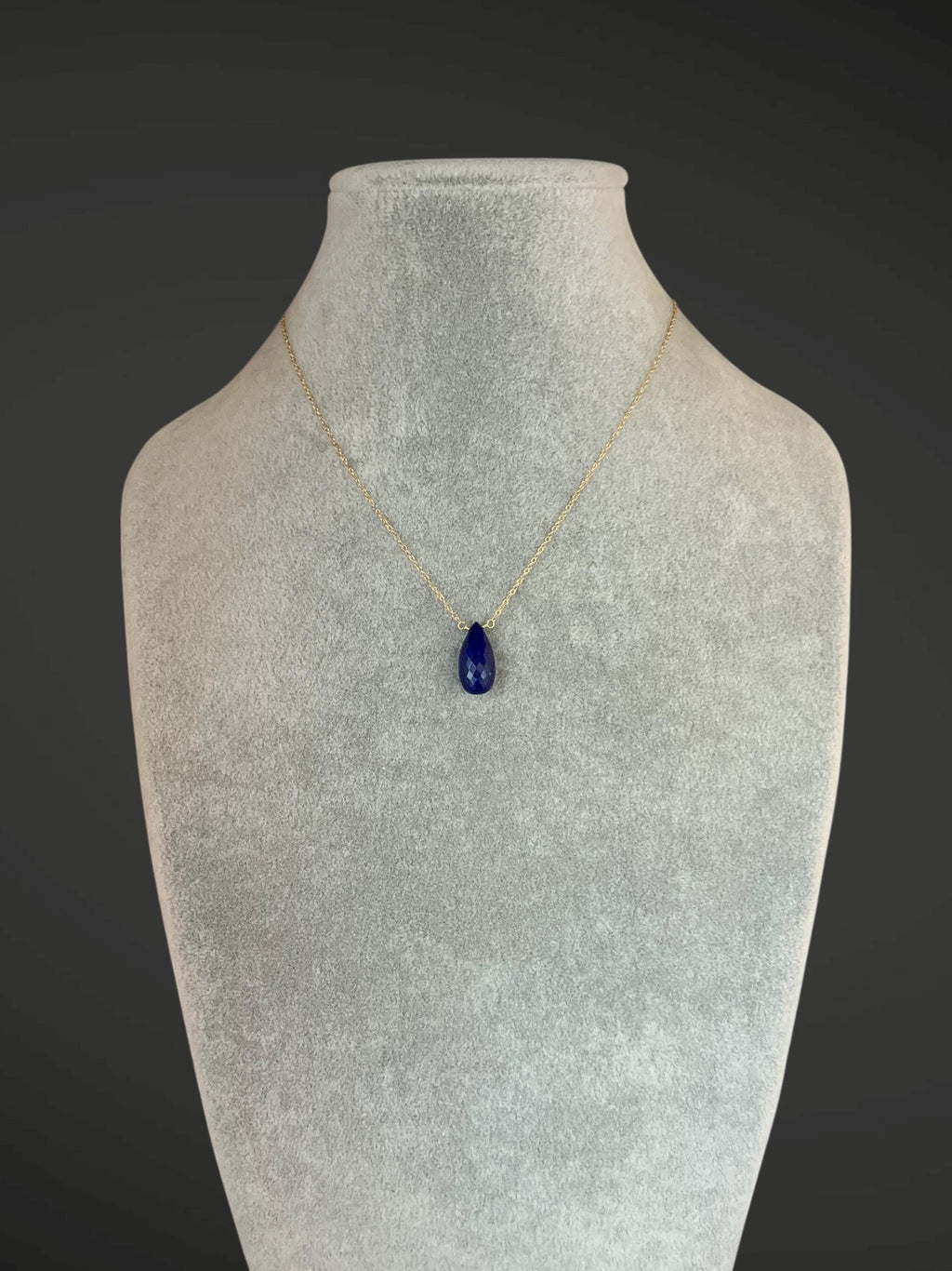 Blue Lapis Teardrop Pendant on a Gold Filled Chain Necklace
