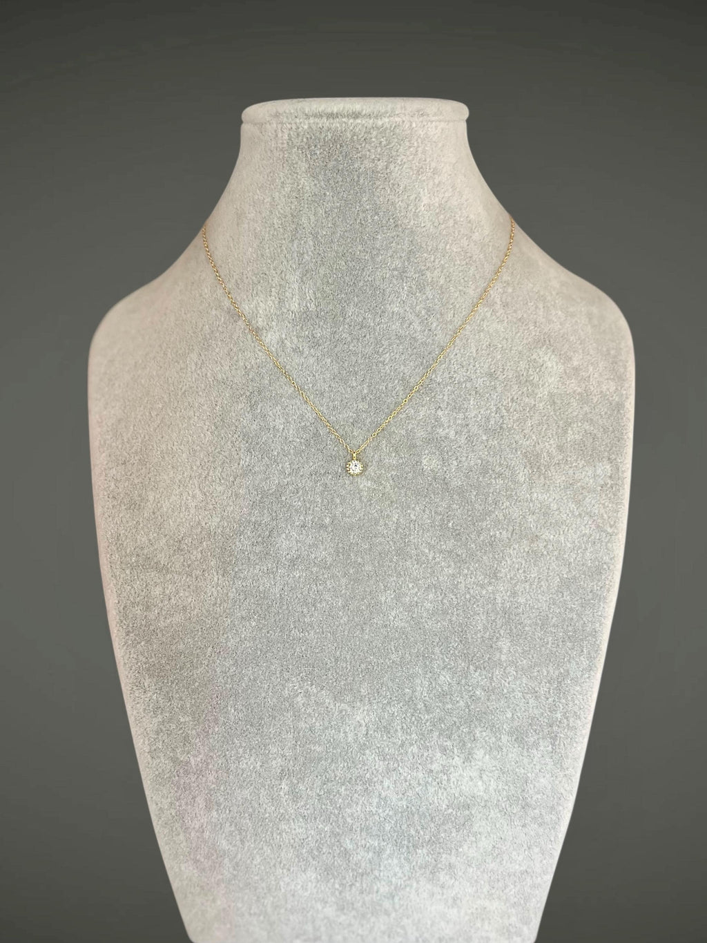 Cubic Zirconia Bezel Pendant Necklace in Gold Vermeil on a Gold Filled Chain