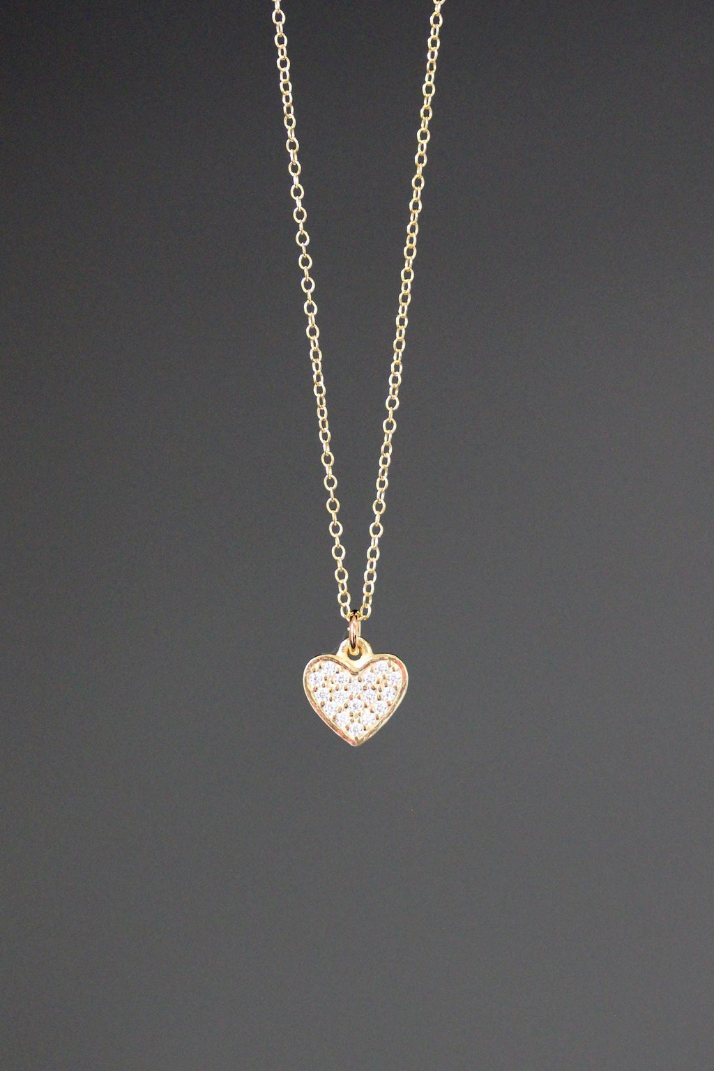 Gold Vermeil Cubic Zirconia Pave Heart Pendant Necklace