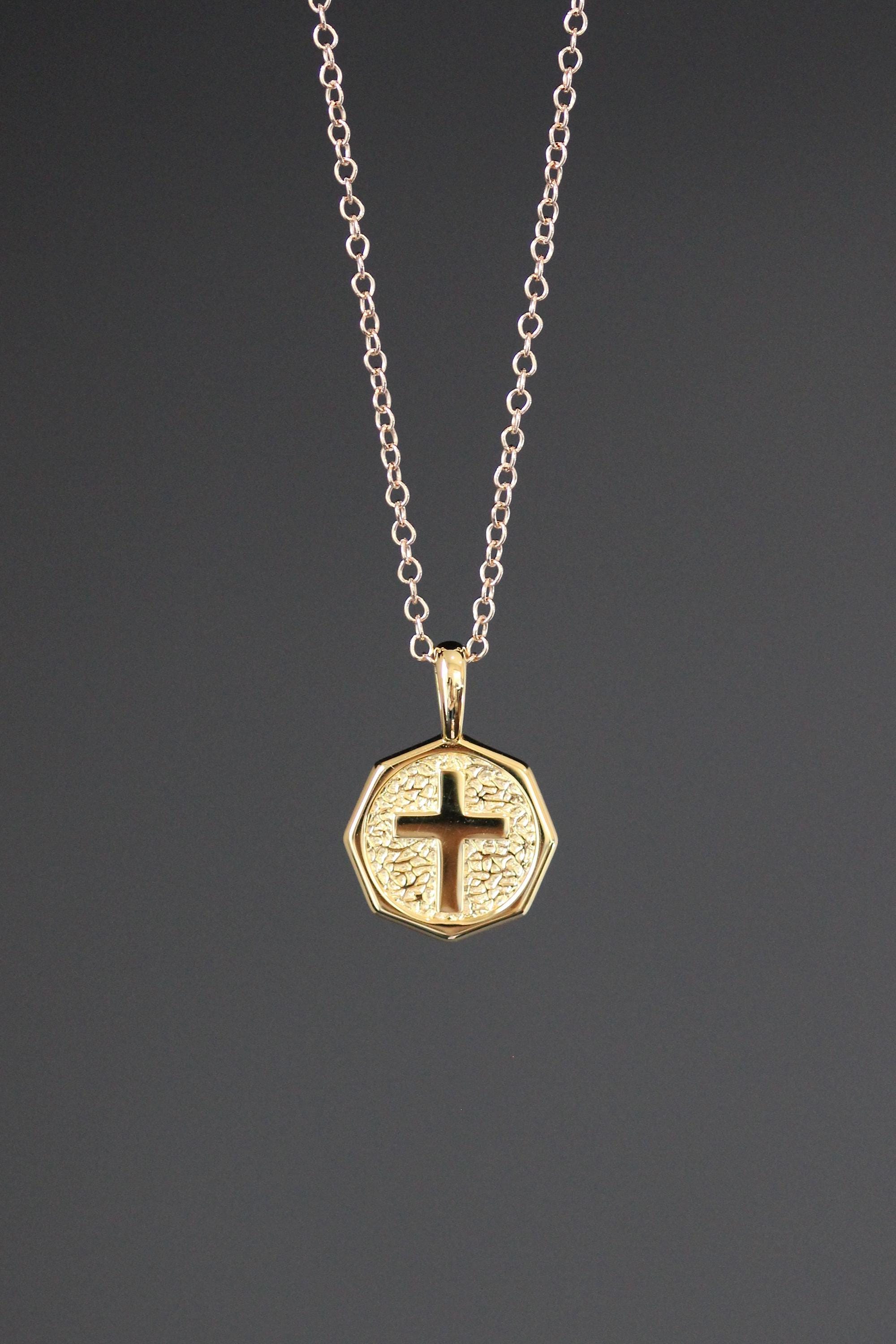 Gold Vermeil Cross Pendant Necklace on a Gold Filled Chain