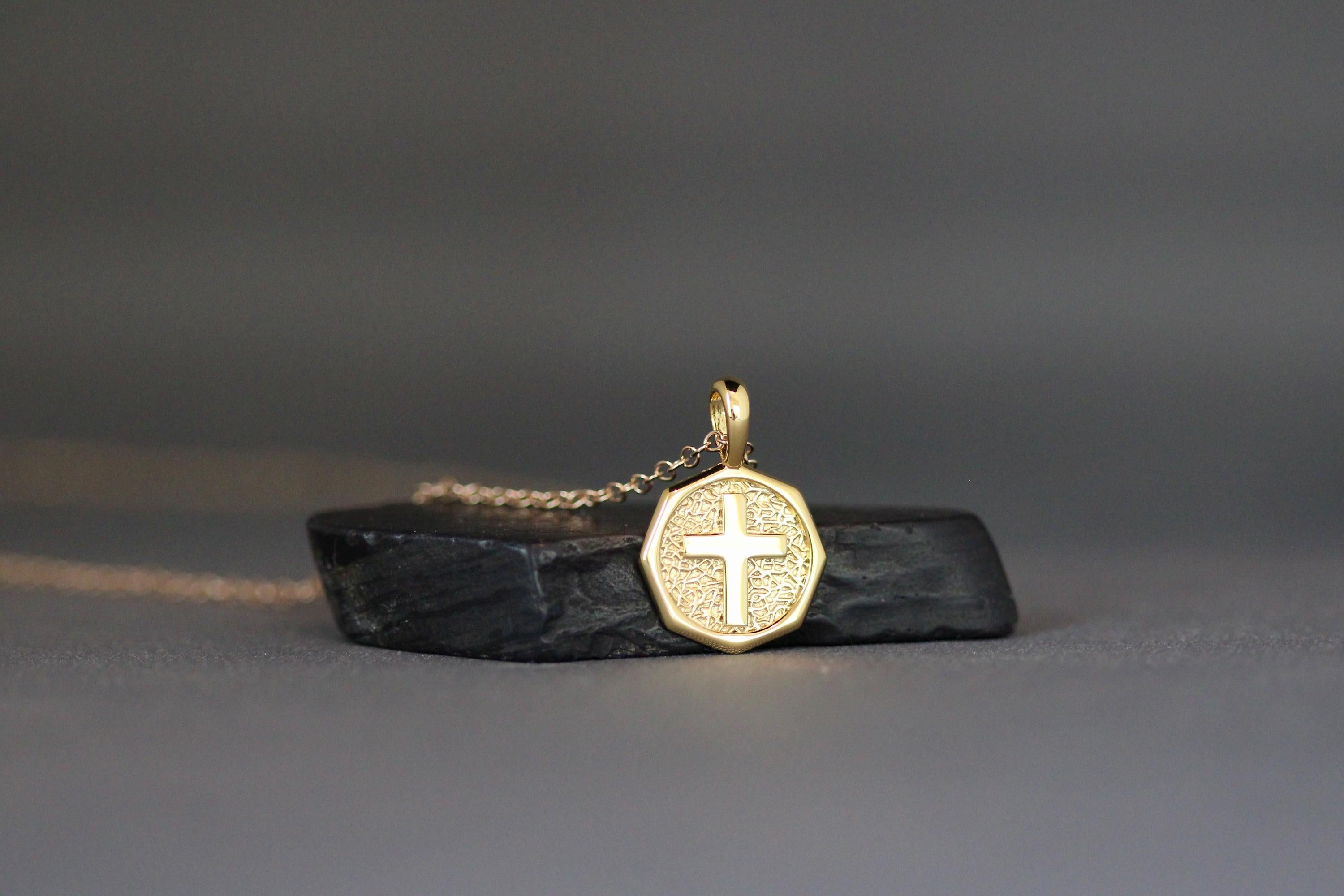 Gold Vermeil Cross Pendant Necklace on a Gold Filled Chain