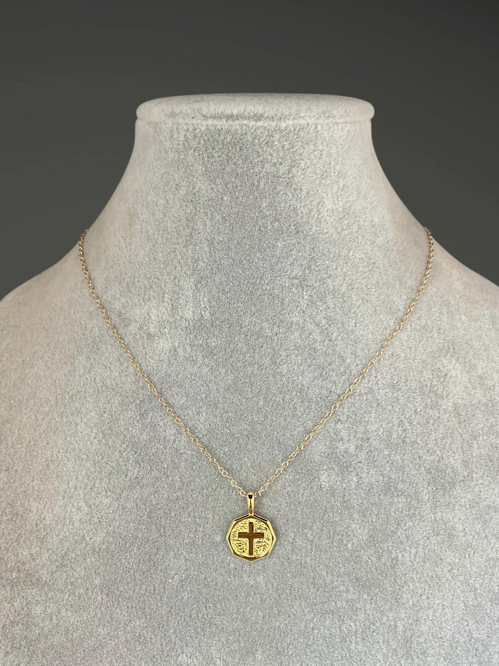 Gold Vermeil Cross Pendant Necklace on a Gold Filled Chain