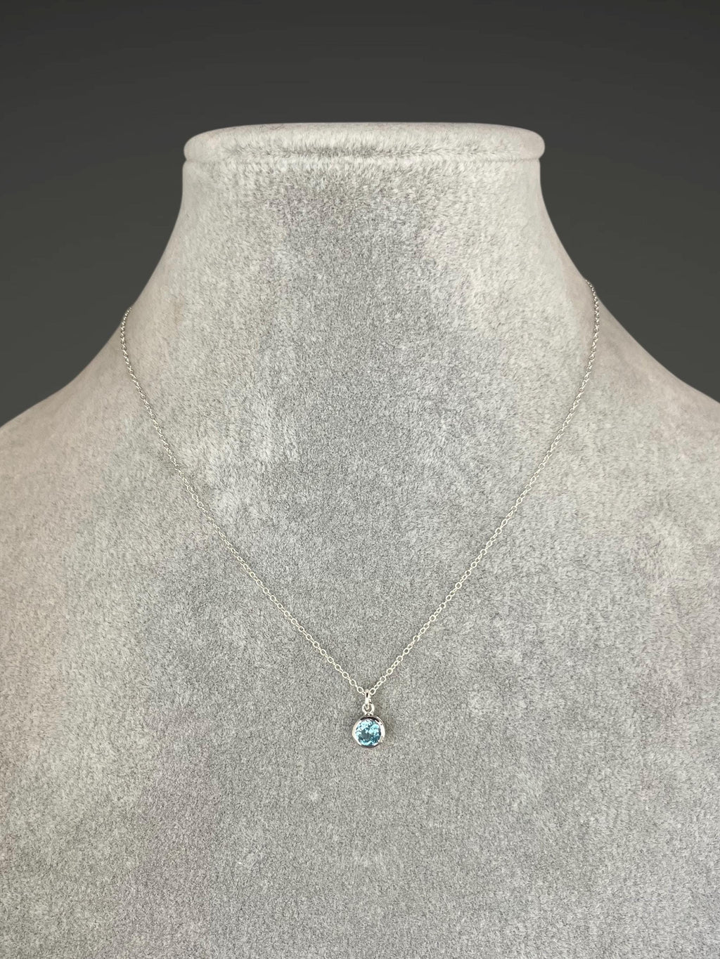 Blue Topaz Bezel Pendant Necklace in Sterling Silver
