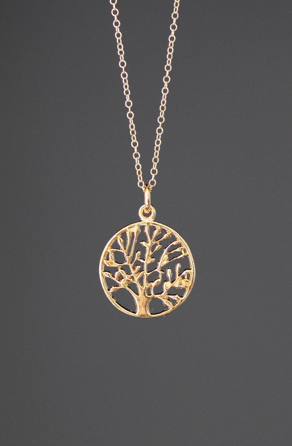 Gold Vermeil Tree of Life Pendant Necklace on Gold Filled Chain III