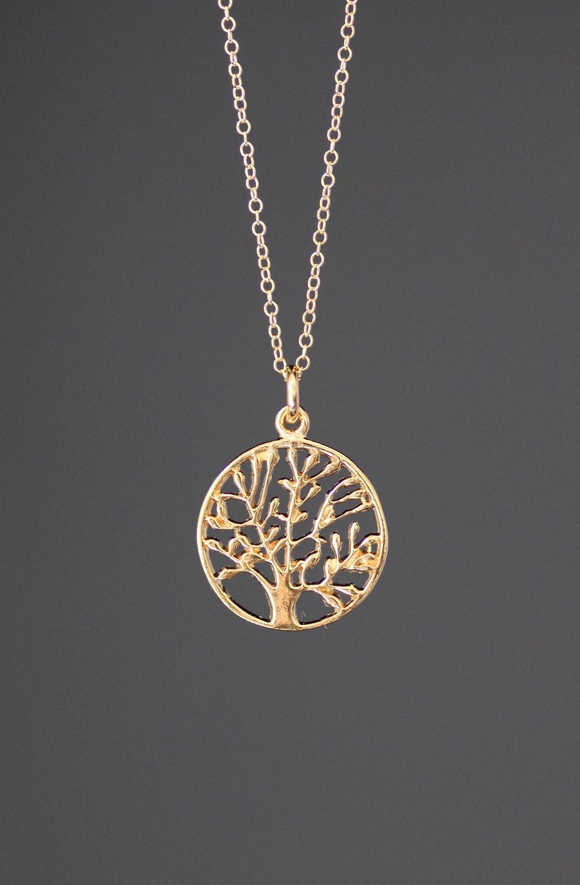 Gold Vermeil Tree of Life Pendant Necklace on Gold Filled Chain III