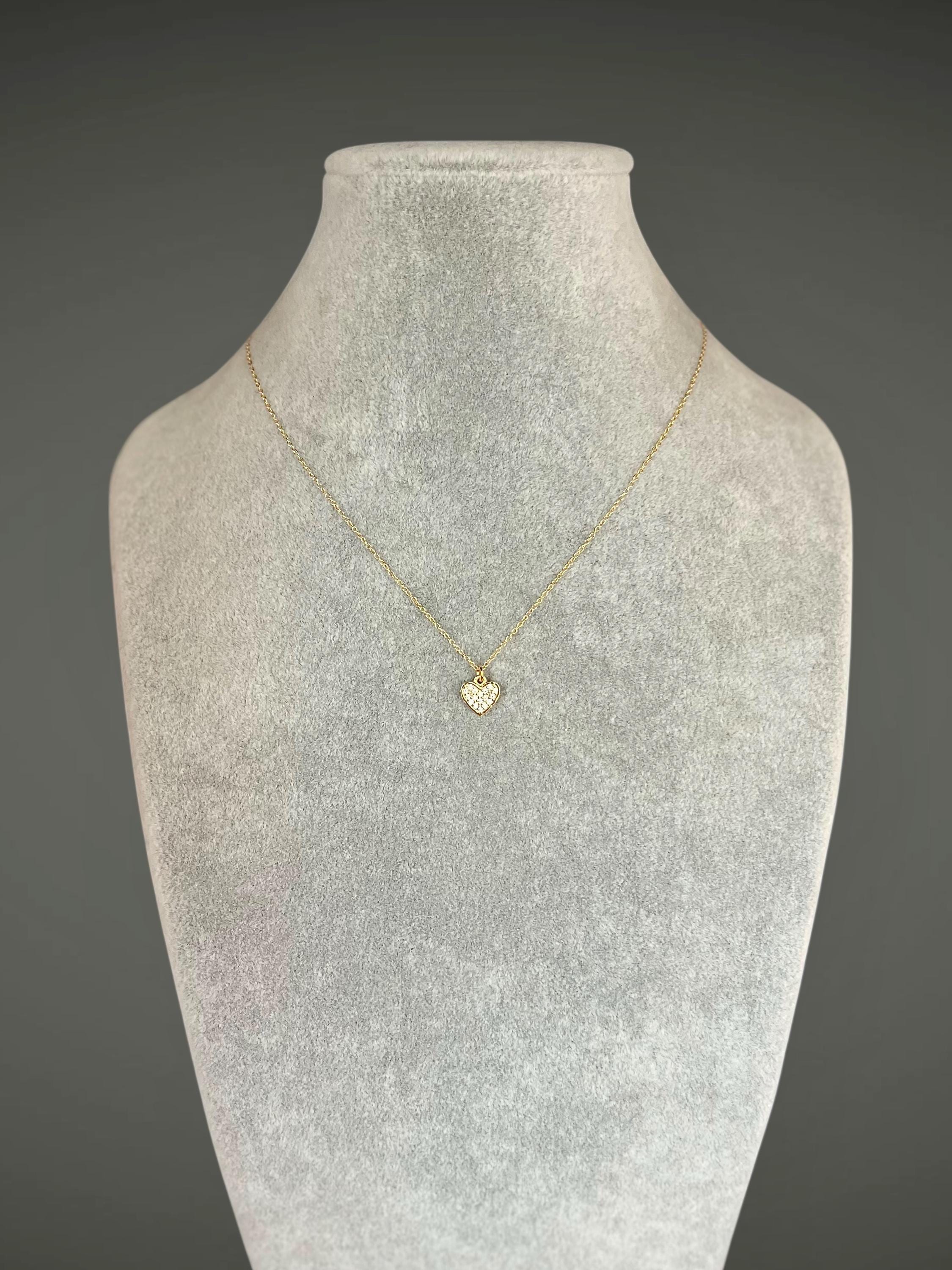 Gold Vermeil Cubic Zirconia Pave Heart Pendant Necklace