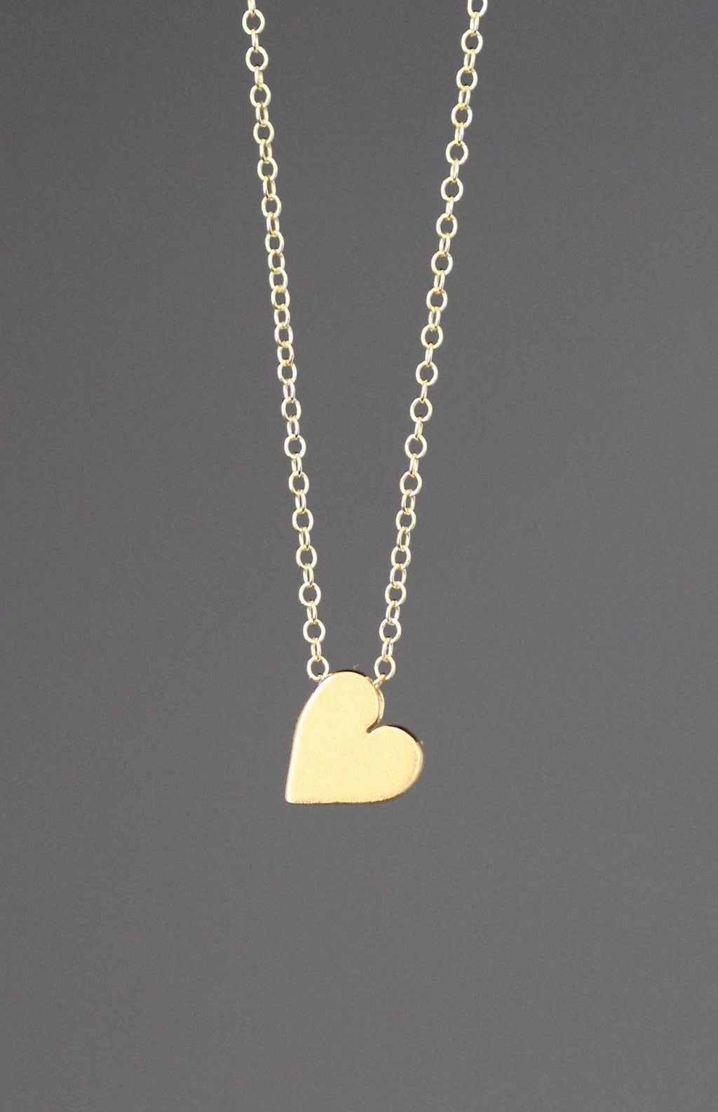 Brushed Gold Vermeil Heart Pendant Necklace