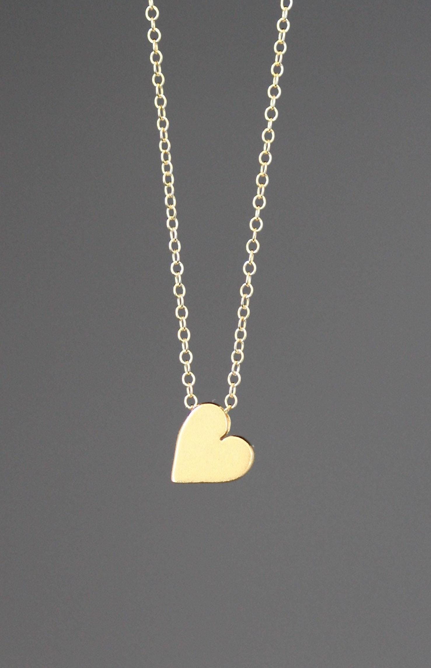 Brushed Gold Vermeil Heart Pendant Necklace