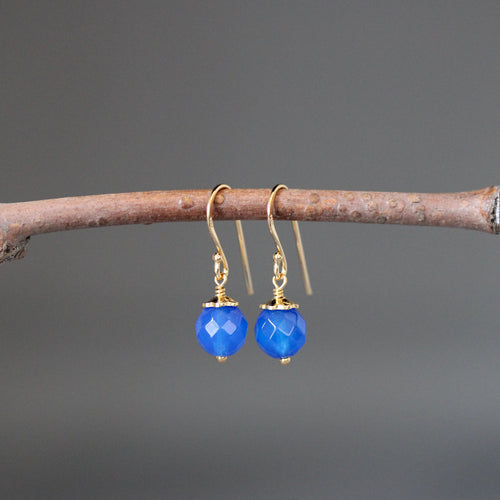Blue Agate and Gold Vermeil Dangle Earrings