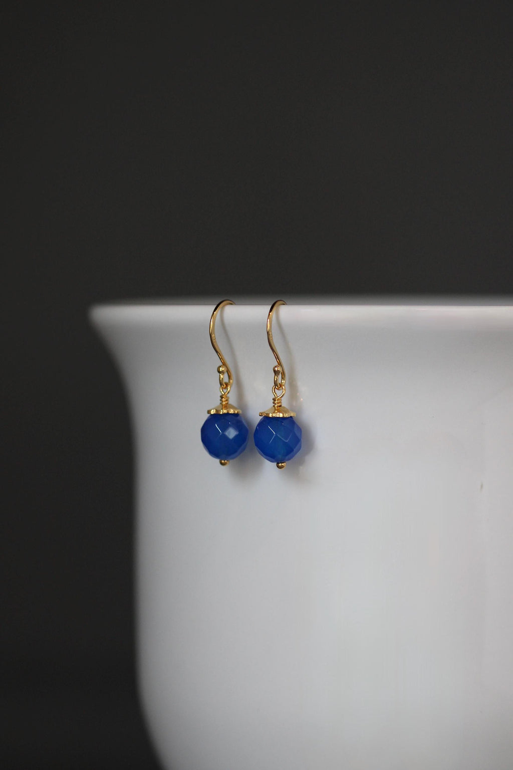 Blue Agate and Gold Vermeil Dangle Earrings