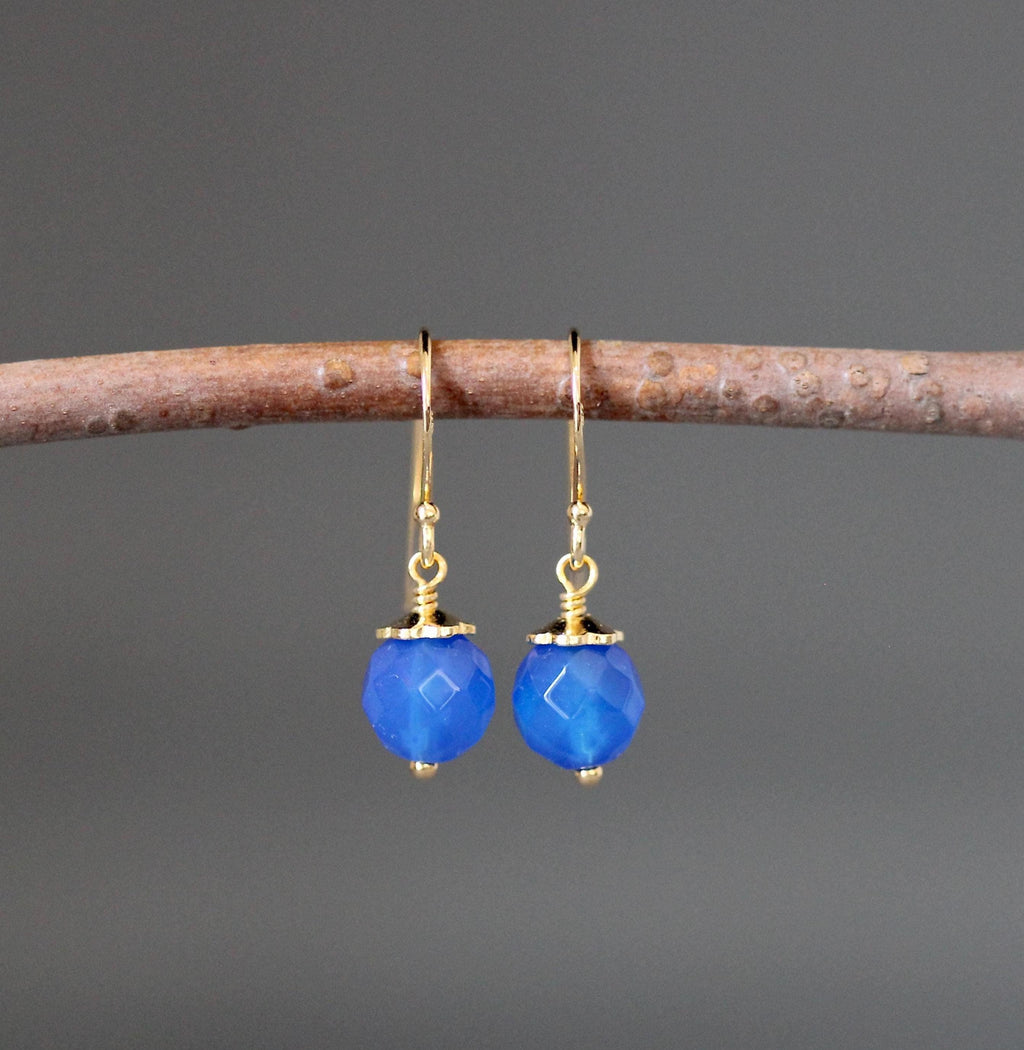 Blue Agate and Gold Vermeil Dangle Earrings